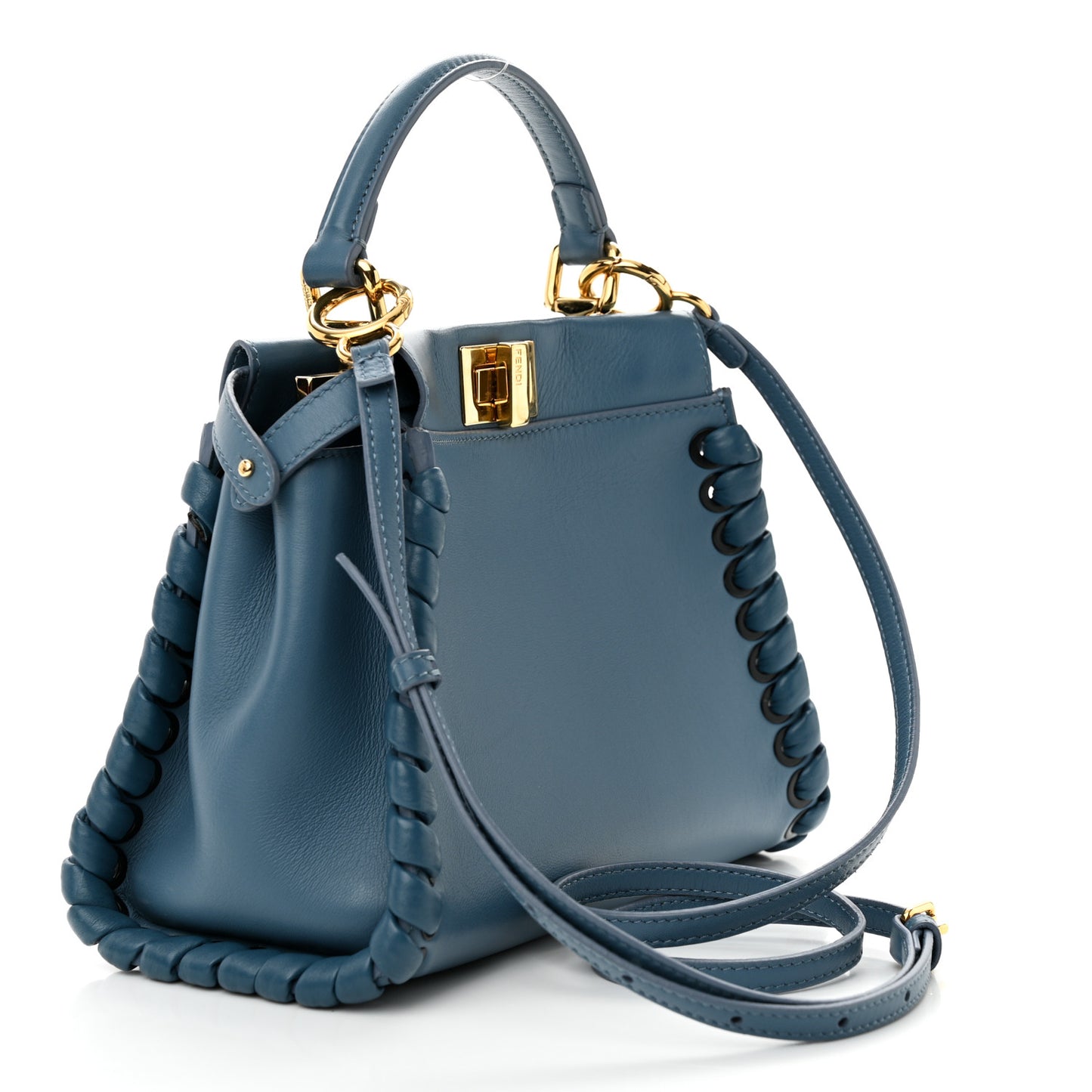 Nappa Lace Up Mini Peekaboo Iconic Satchel Cobalto