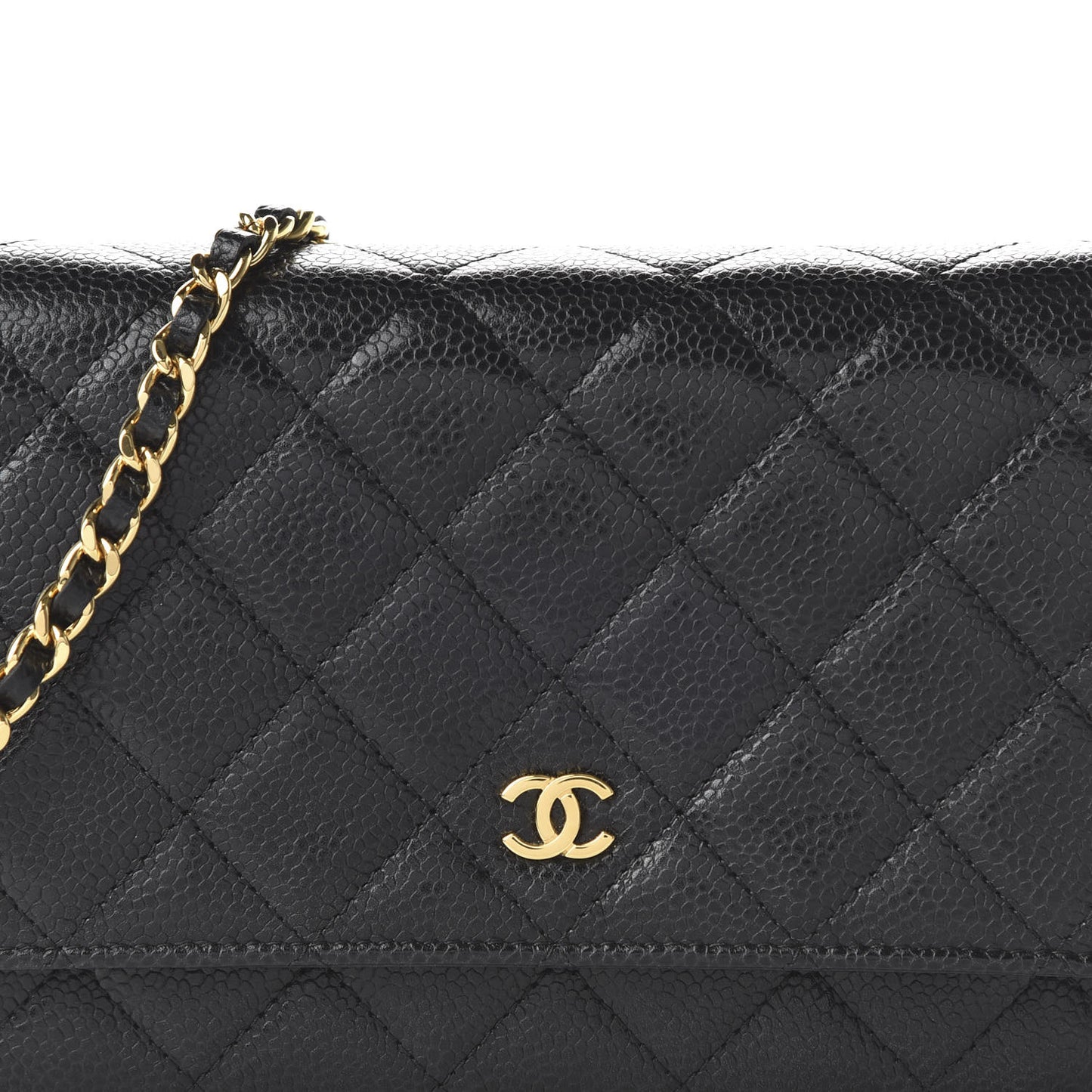 Caviar Quilted Wallet On Chain WOC Black