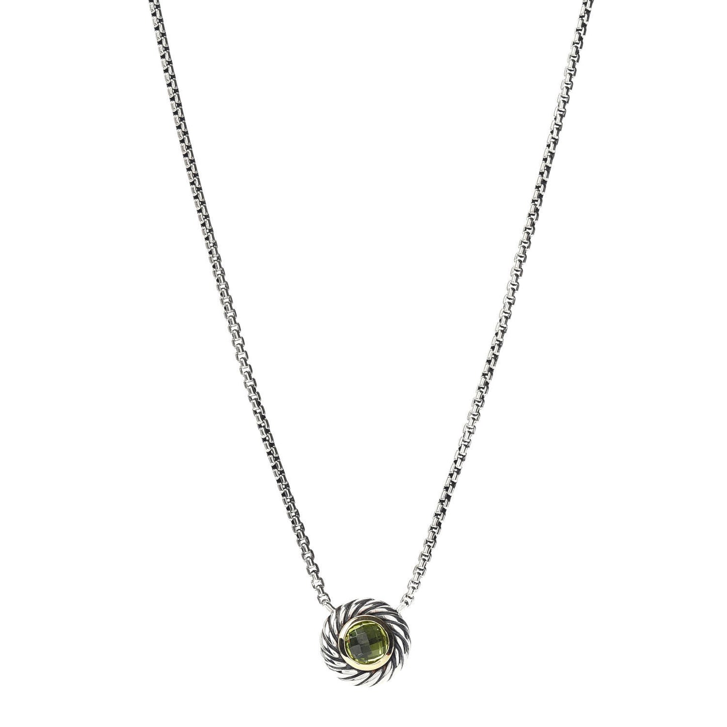 Sterling Silver 18K Yellow Gold Peridot Cookie Pendant Necklace