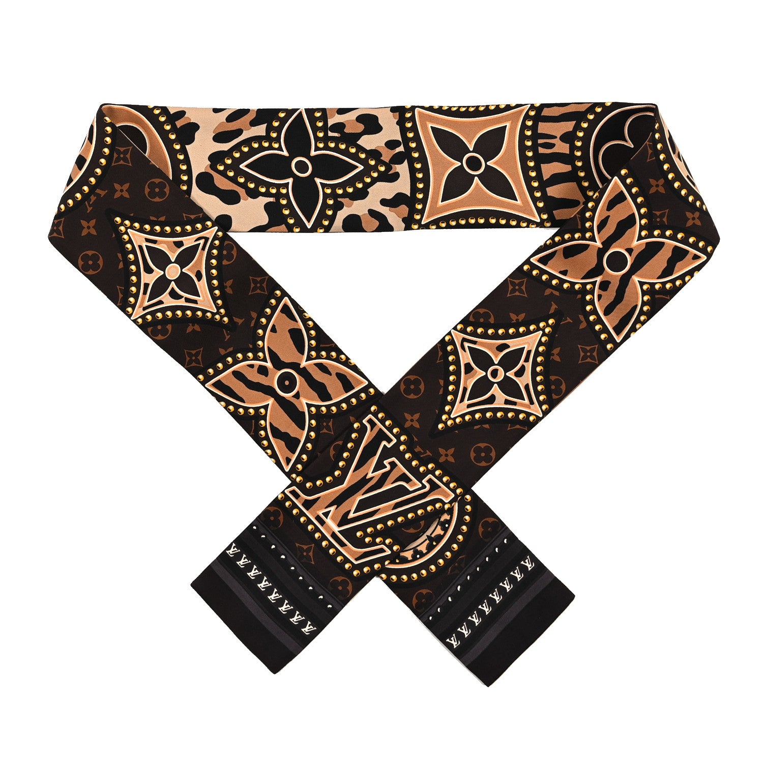 Louis Vuitton Silk Monogram LV World Bandeau Marron 1745139