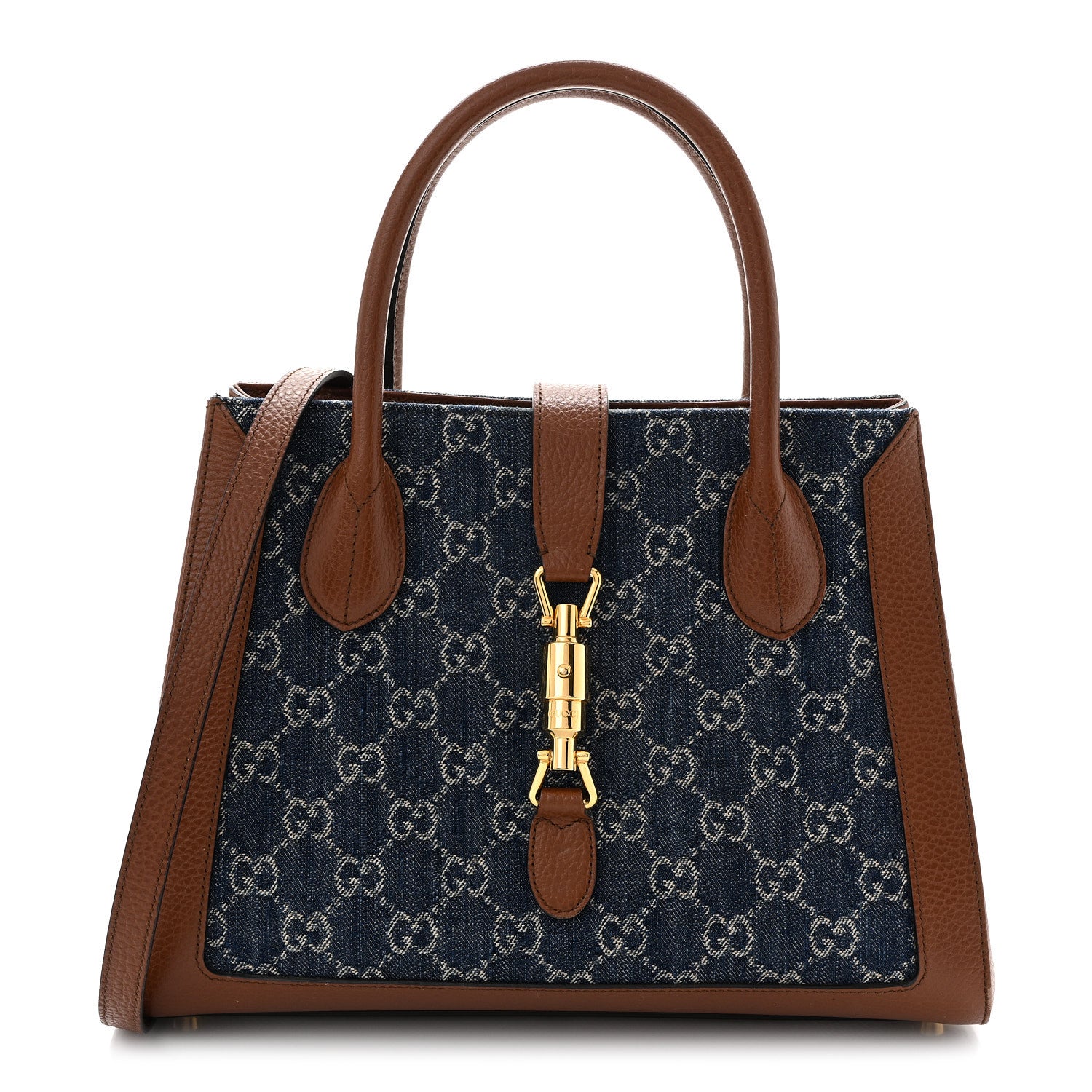 Gucci New Denim GG Monogram Dollar Calfskin Medium Jackie 1961