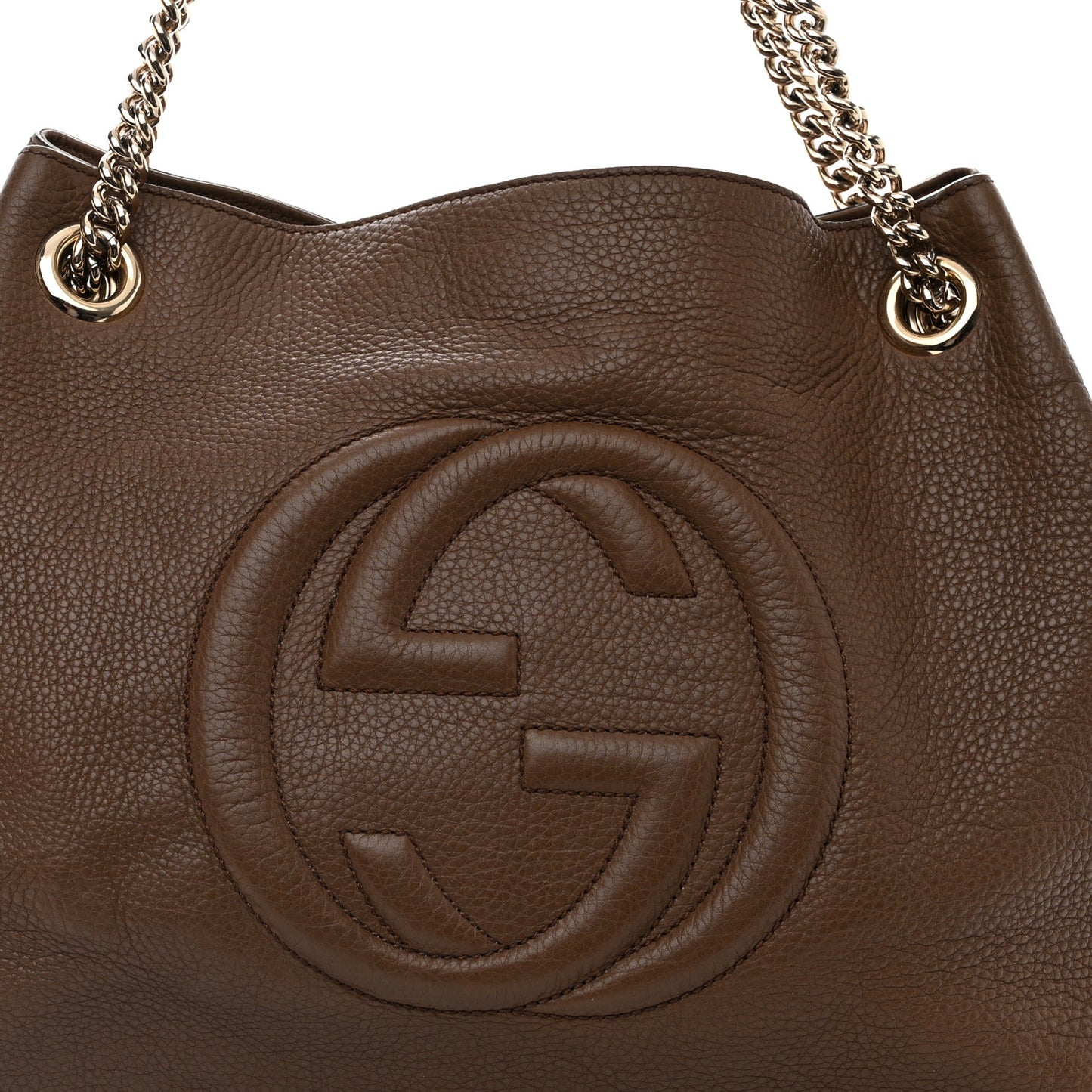 Pebbled Calfskin Medium Soho Chain Shoulder Bag Maple Brown