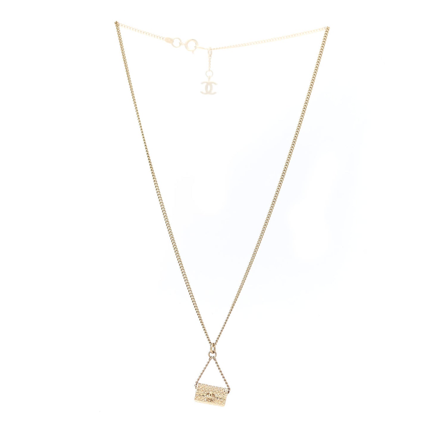Metal Flap Bag Necklace Gold