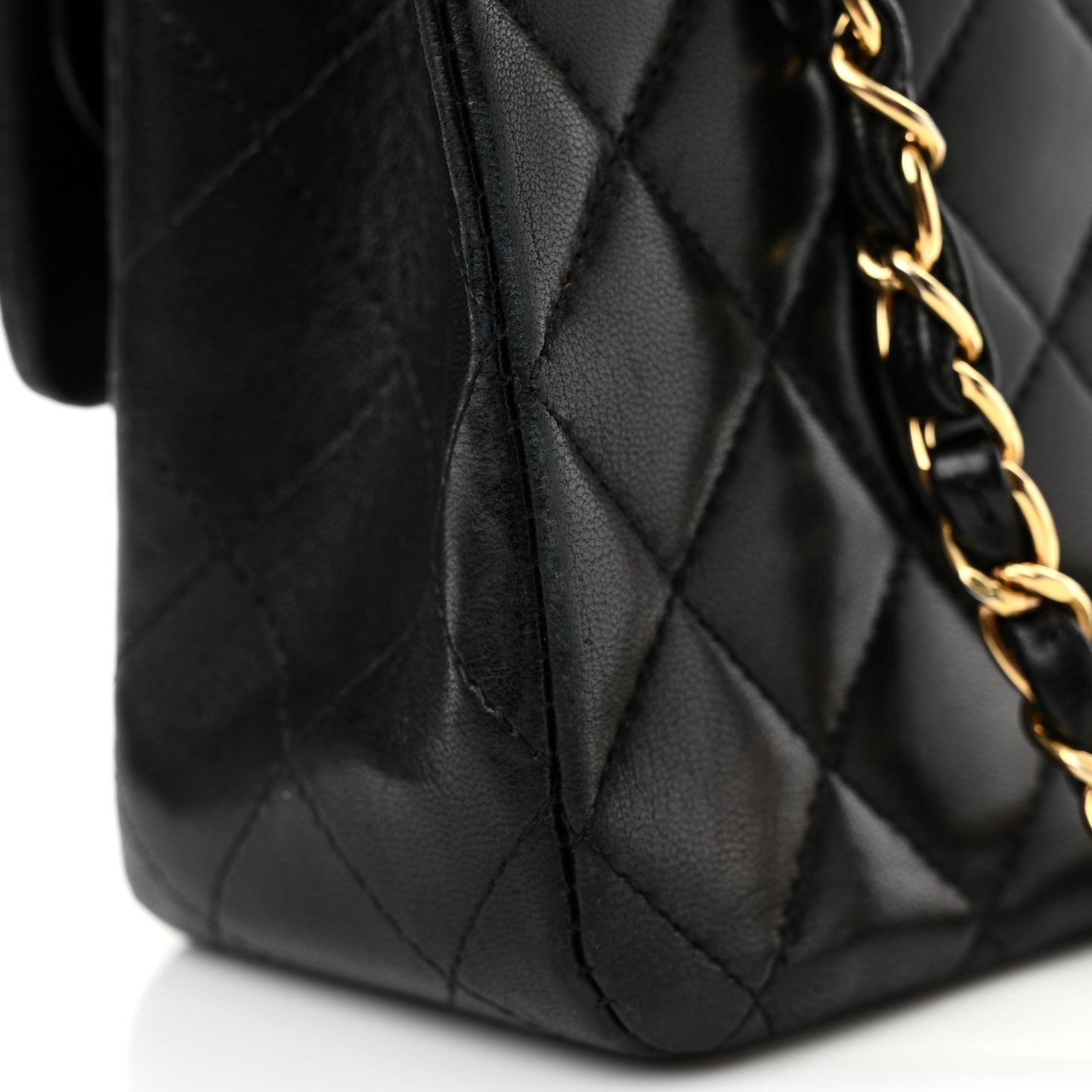 Lambskin Quilted Medium Double Flap Black