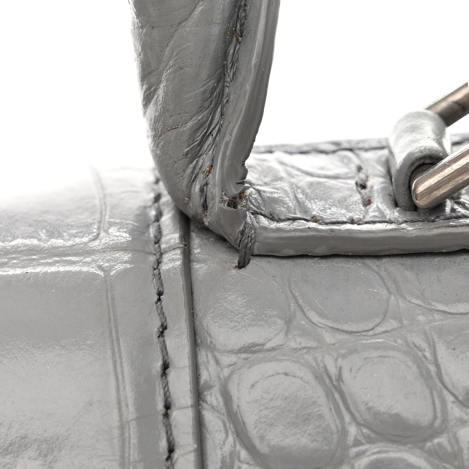 Balenciaga Shiny Calfskin Crocodile Embossed Medium Hourglass Top Handle Bag Balenciaga Grey 14 of 18