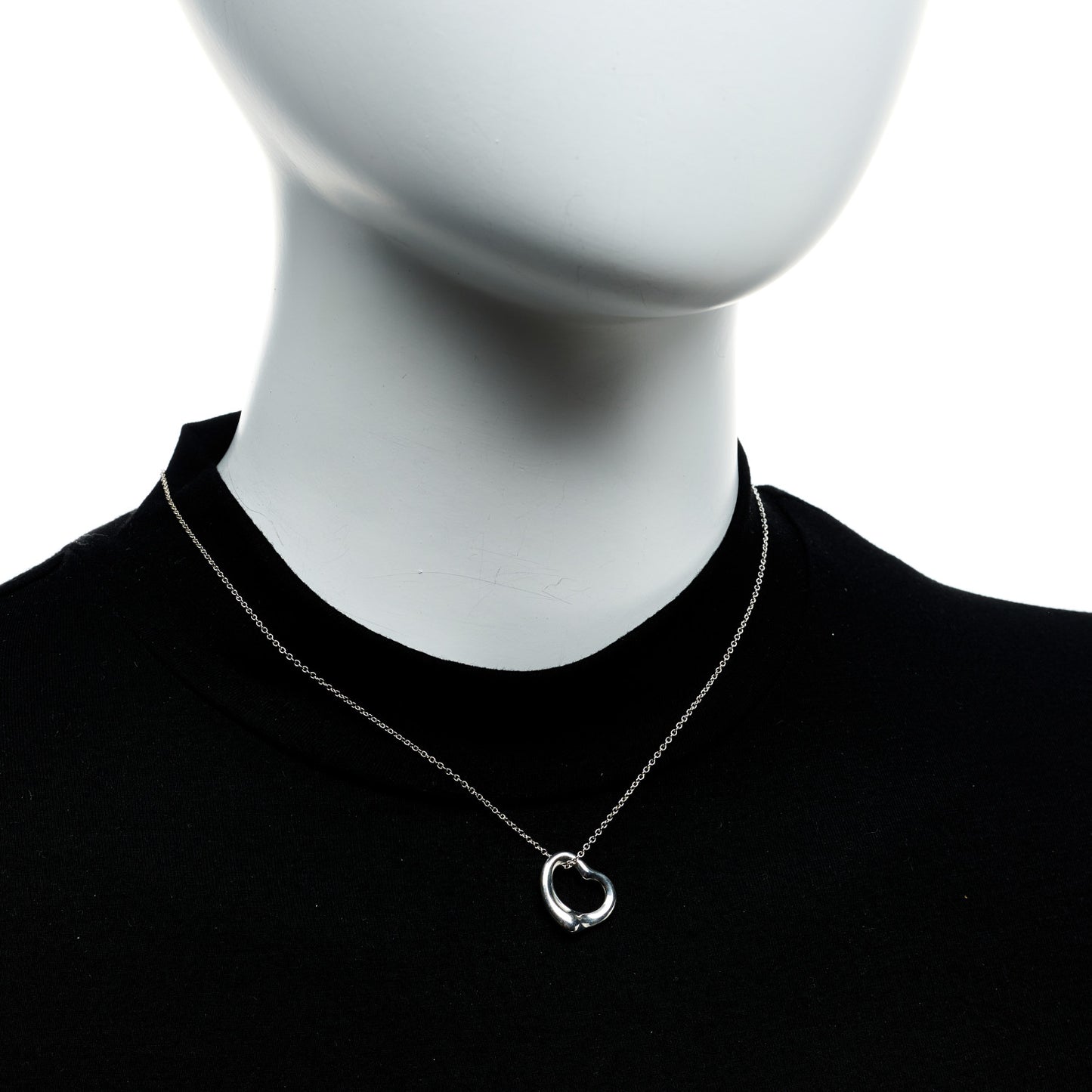Sterling Silver 16mm Elsa Peretti Open Heart Pendant Necklace