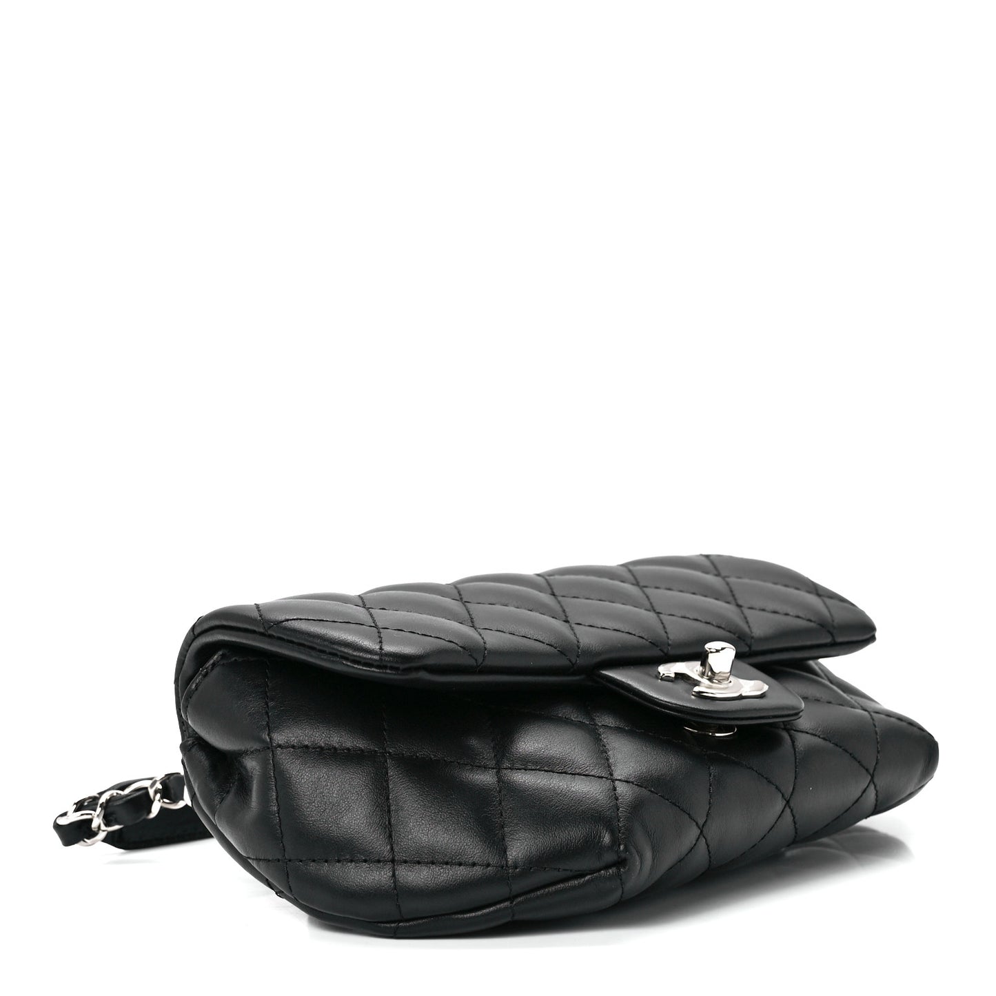 Calfskin Quilted CC Uniform Flap Belt Bag Black