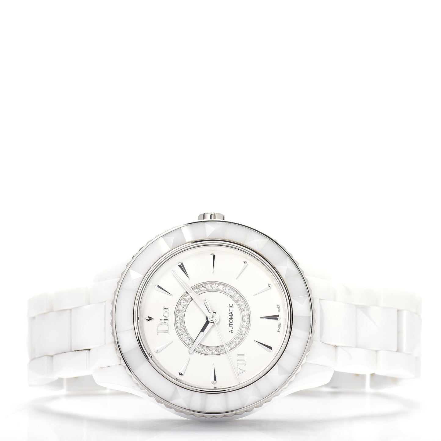 Stainless Steel Ceramic Diamond 38mm Dior VIII Automatic Watch White