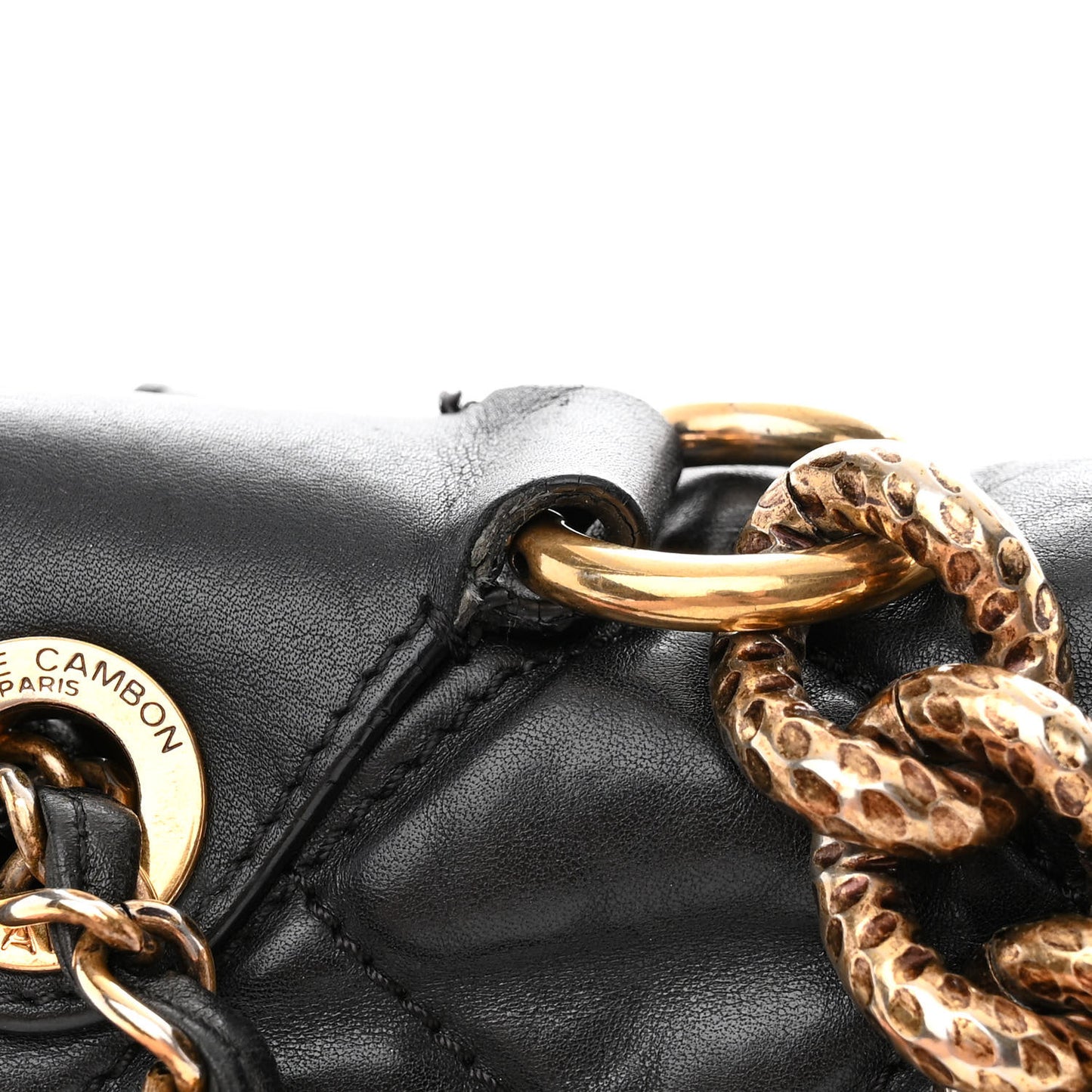 Aged Calfskin Quilted Medium Pondichery Flap Black