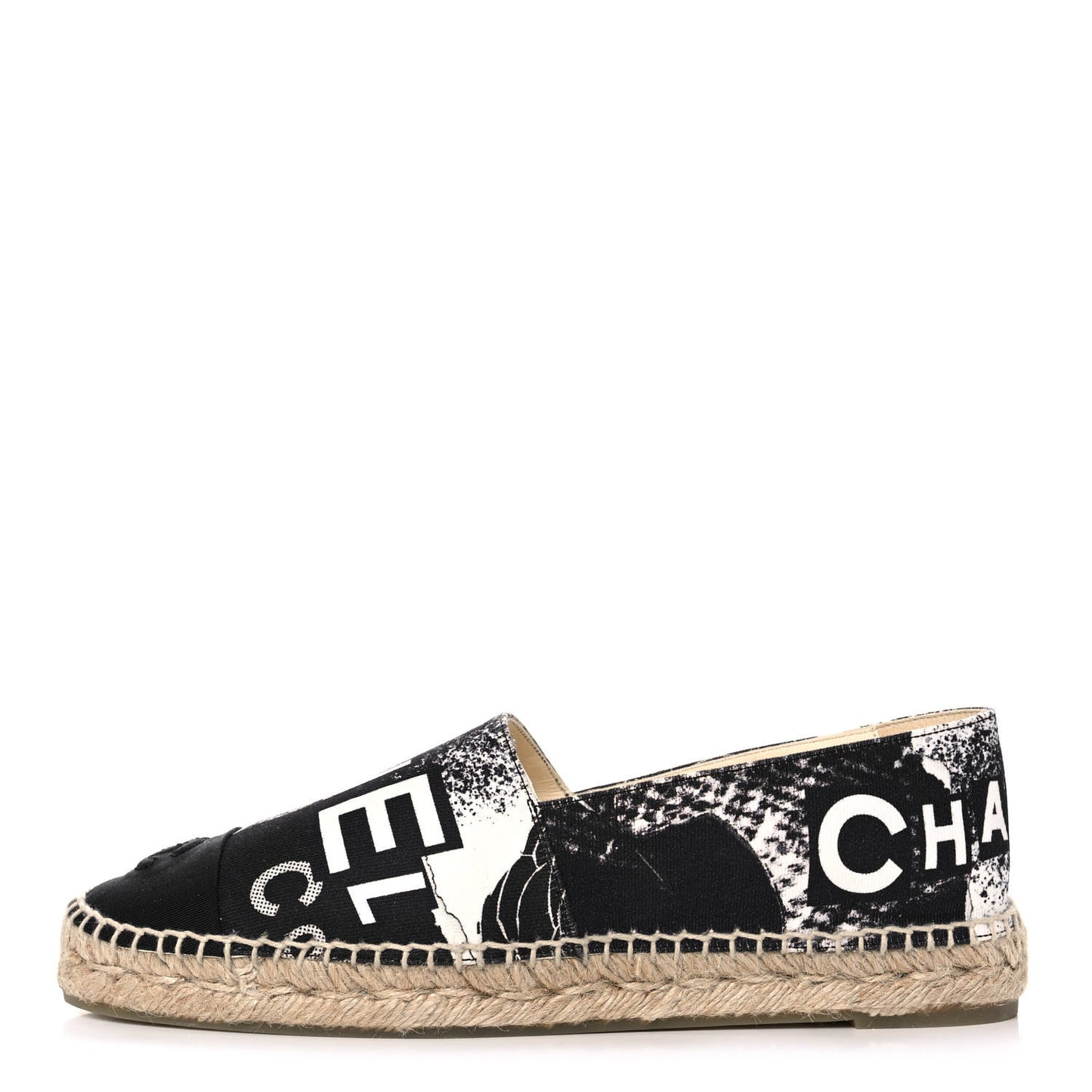 Printed Canvas Grosgrain 31 Rue Cambon Espadrilles 40 Black White