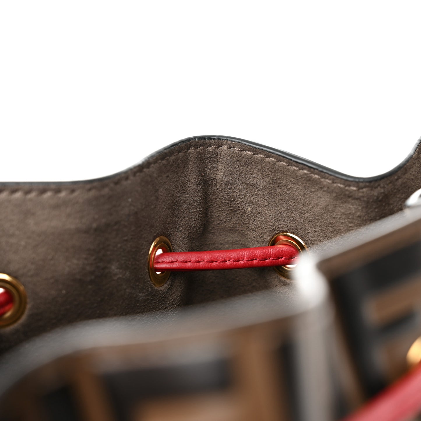 Vitello Grace F is Fendi Bi-Color FF 1974 Embossed Grande Mon Tresor Bucket Bag Maya Black Fragola