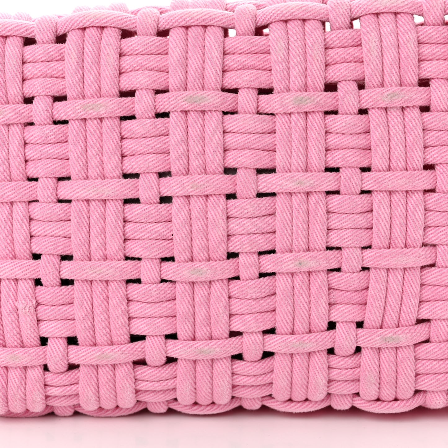 Washed Frayed Denim Braided XS Bistro Basket Pink