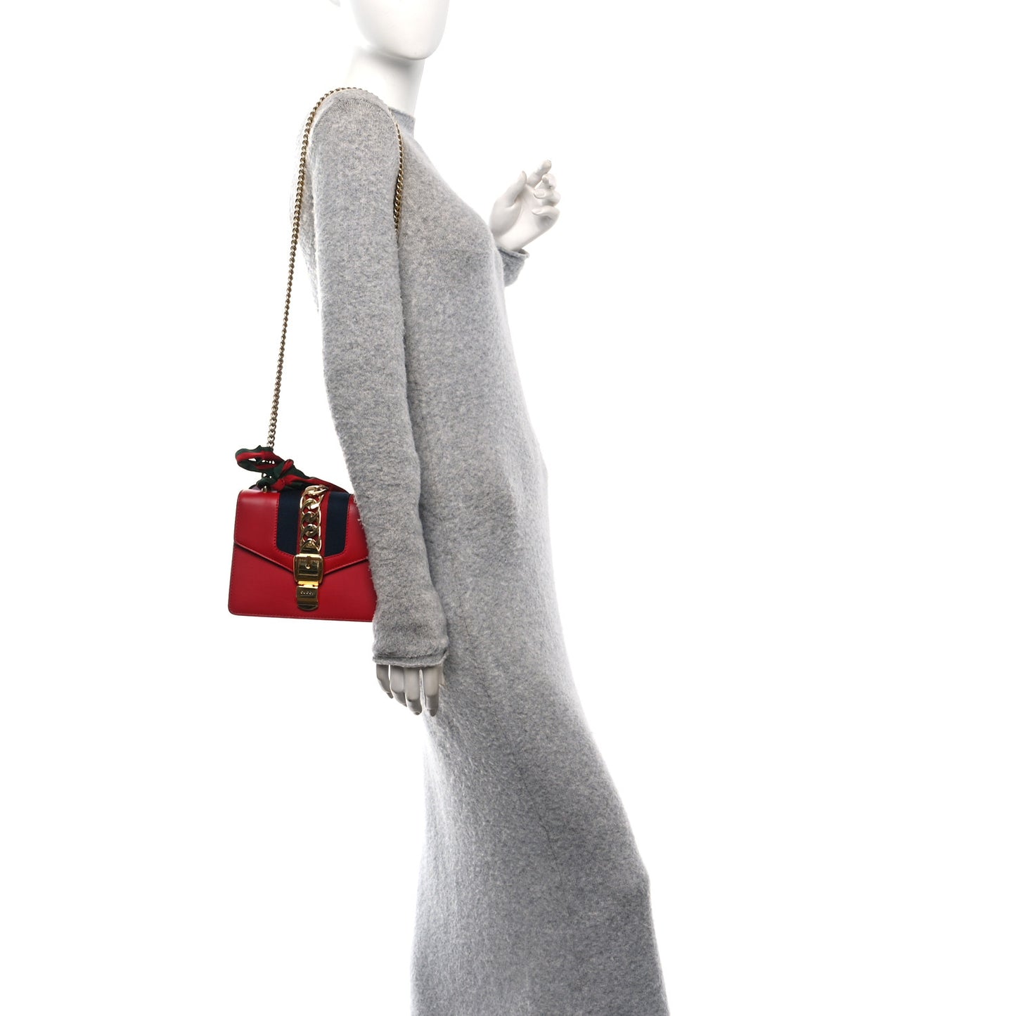 Calfskin Mini Sylvie Chain Shoulder Bag Hibiscus Red