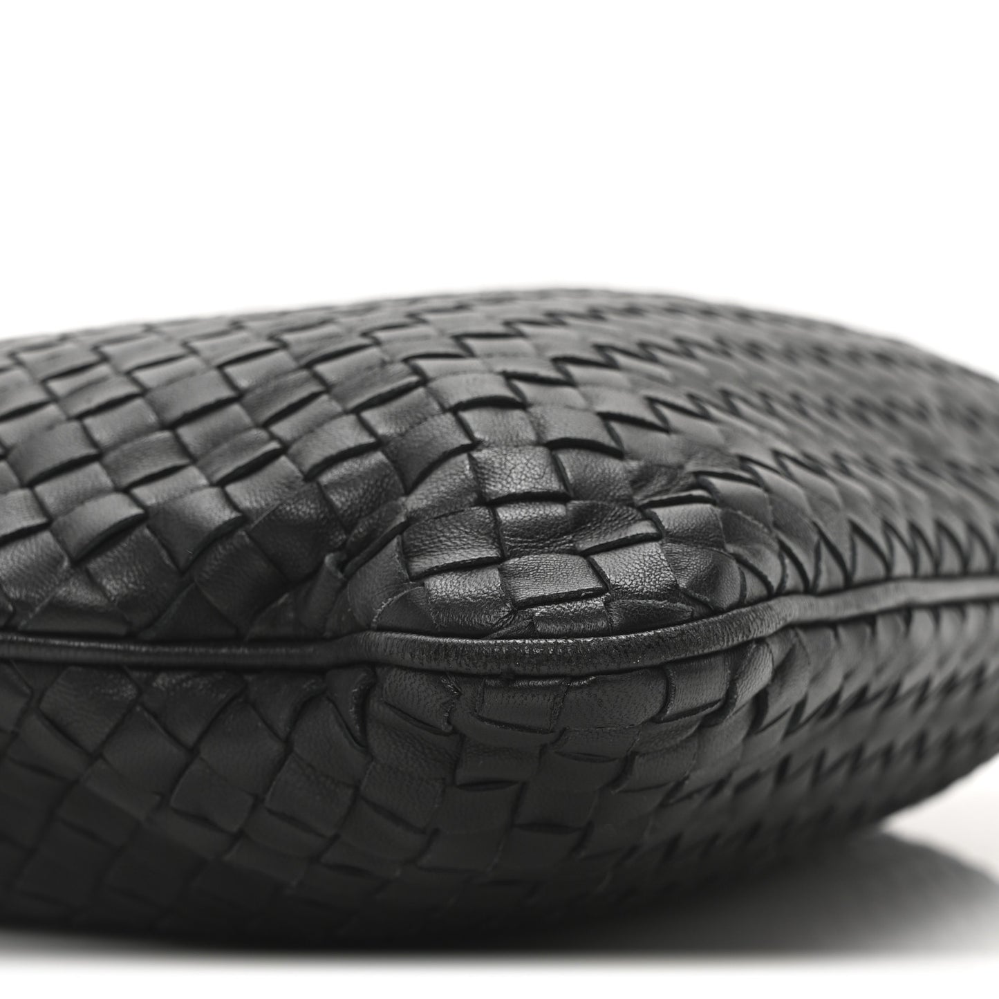 Nappa Intrecciato Flat Shoulder Bag Black