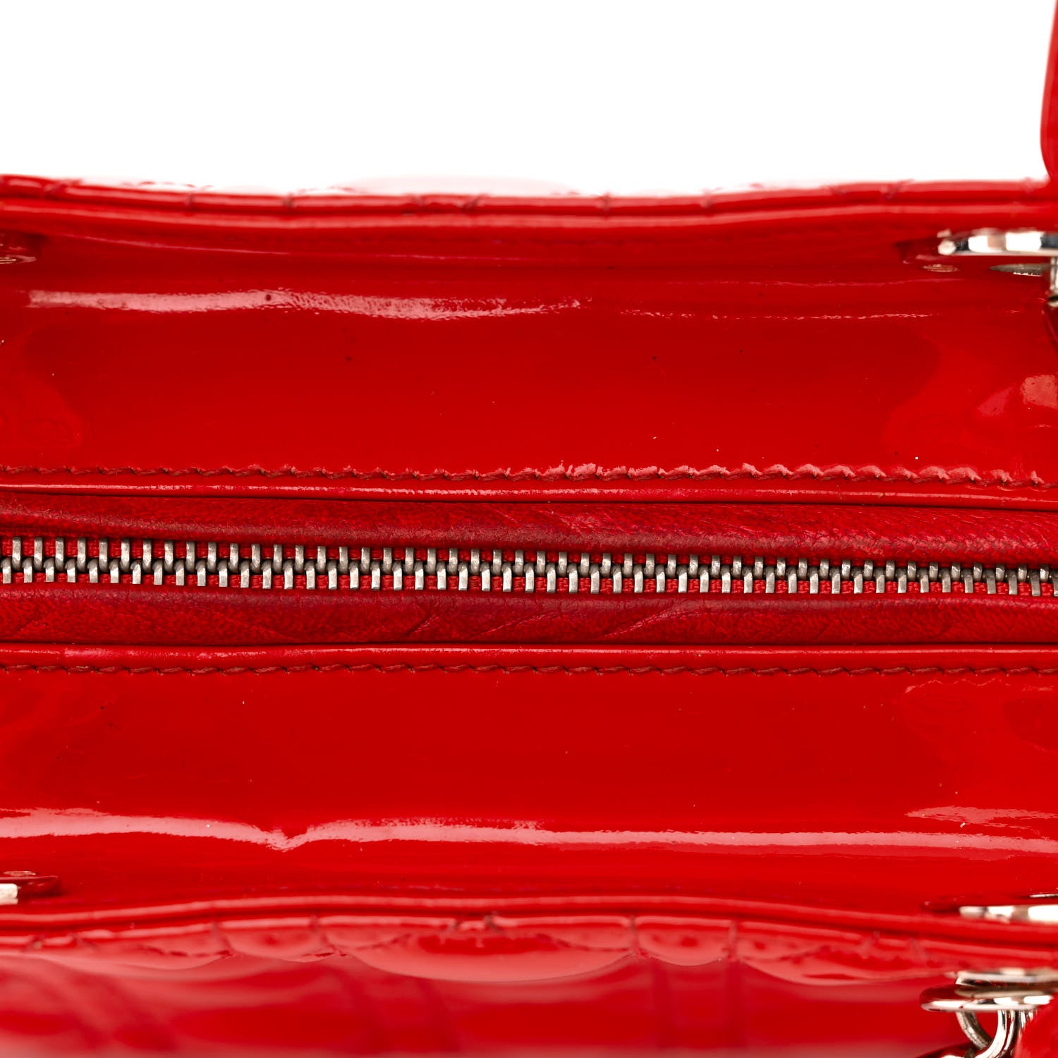 Christian Dior Patent Cannage Whipstitch Medium Lady Dior Red 11 of 14