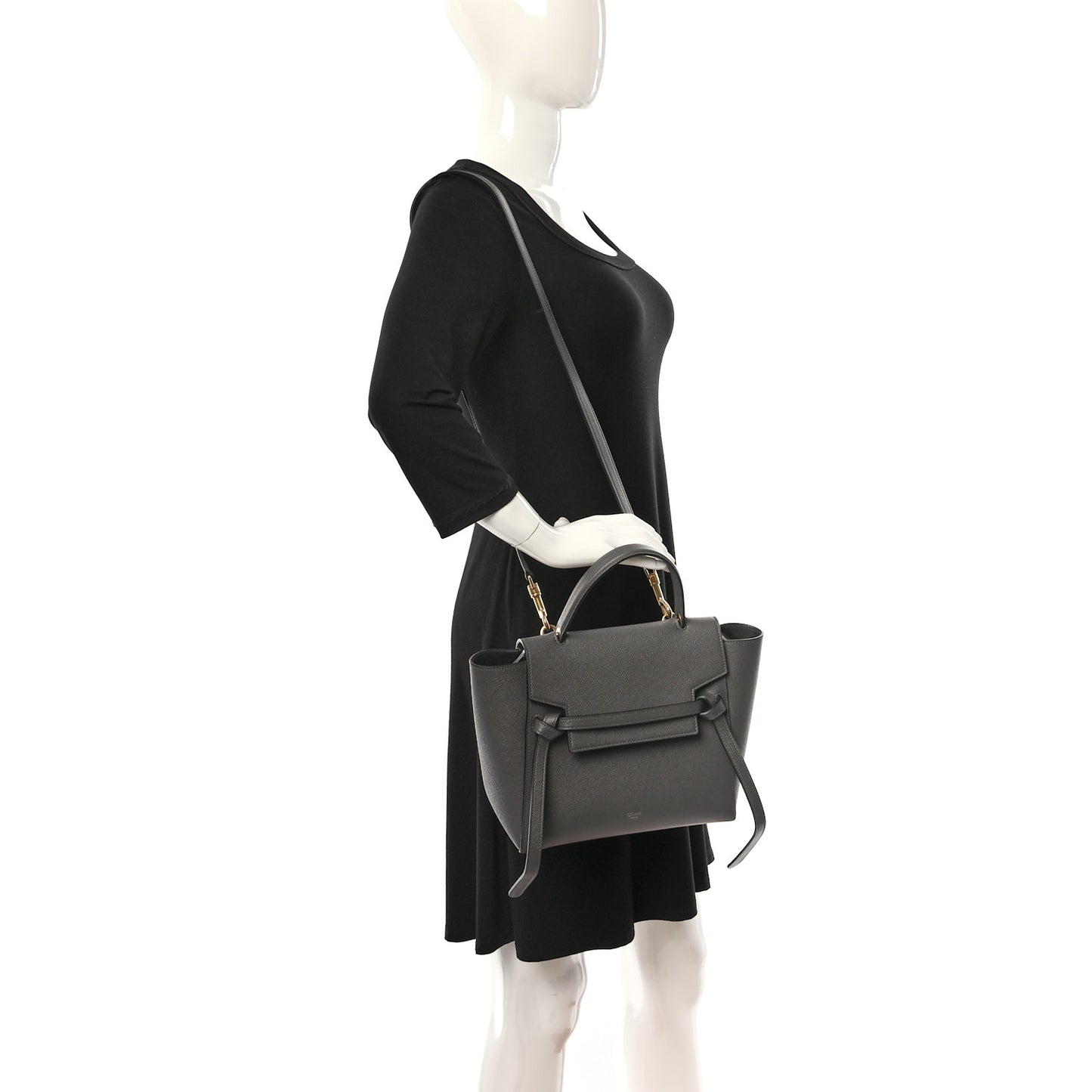 Grained Calfskin Micro Belt Bag Grey