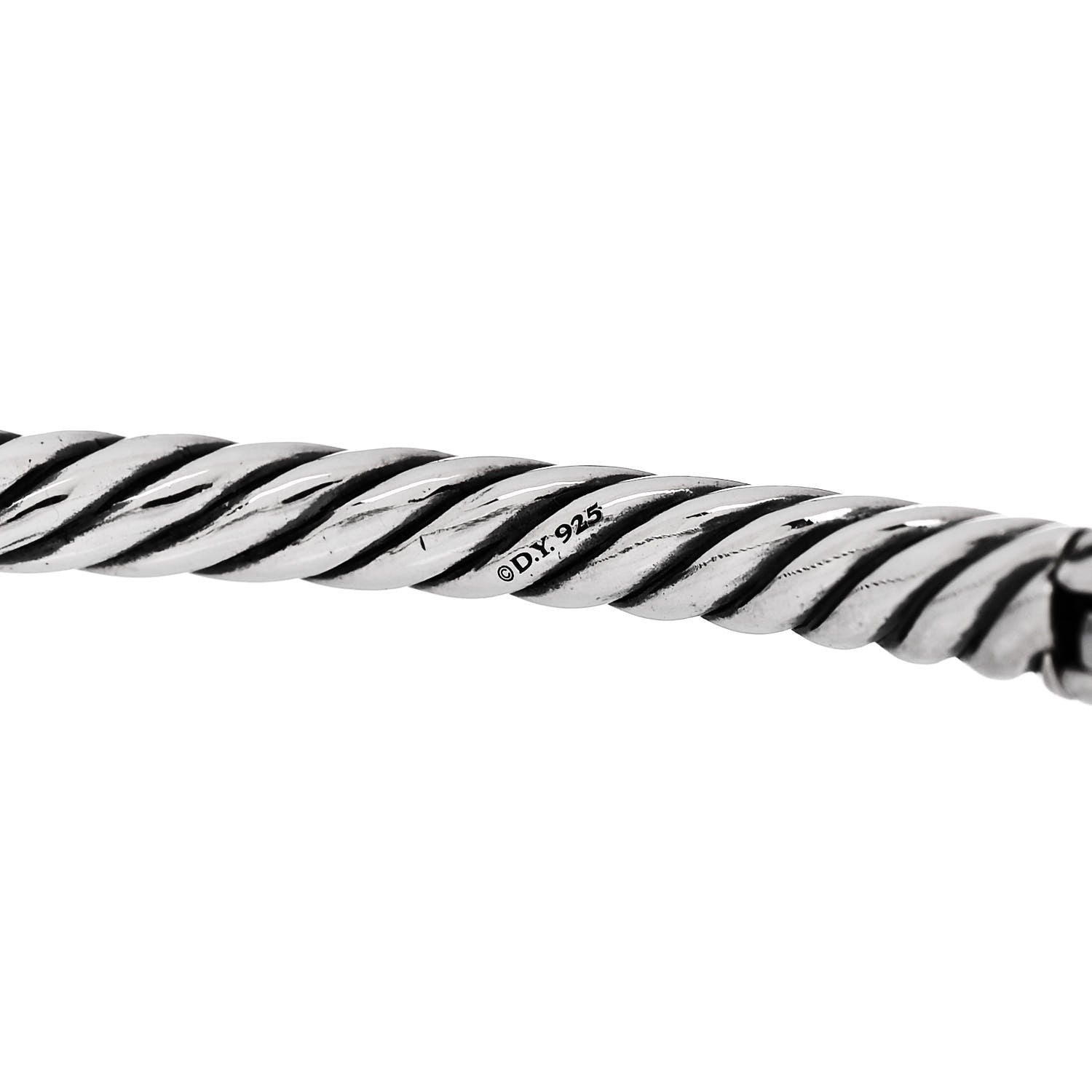 David Yurman Sterling Silver Diamond 12mm Willow Open Single Row Bracelet 4 of 5