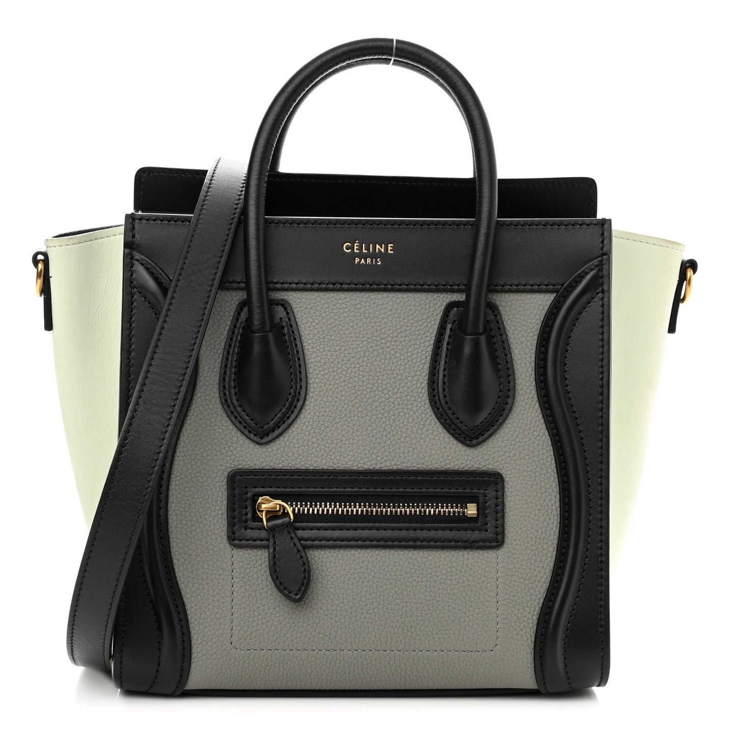Baby Grained Calfskin Nano Tri-Color Luggage Zinc Almond