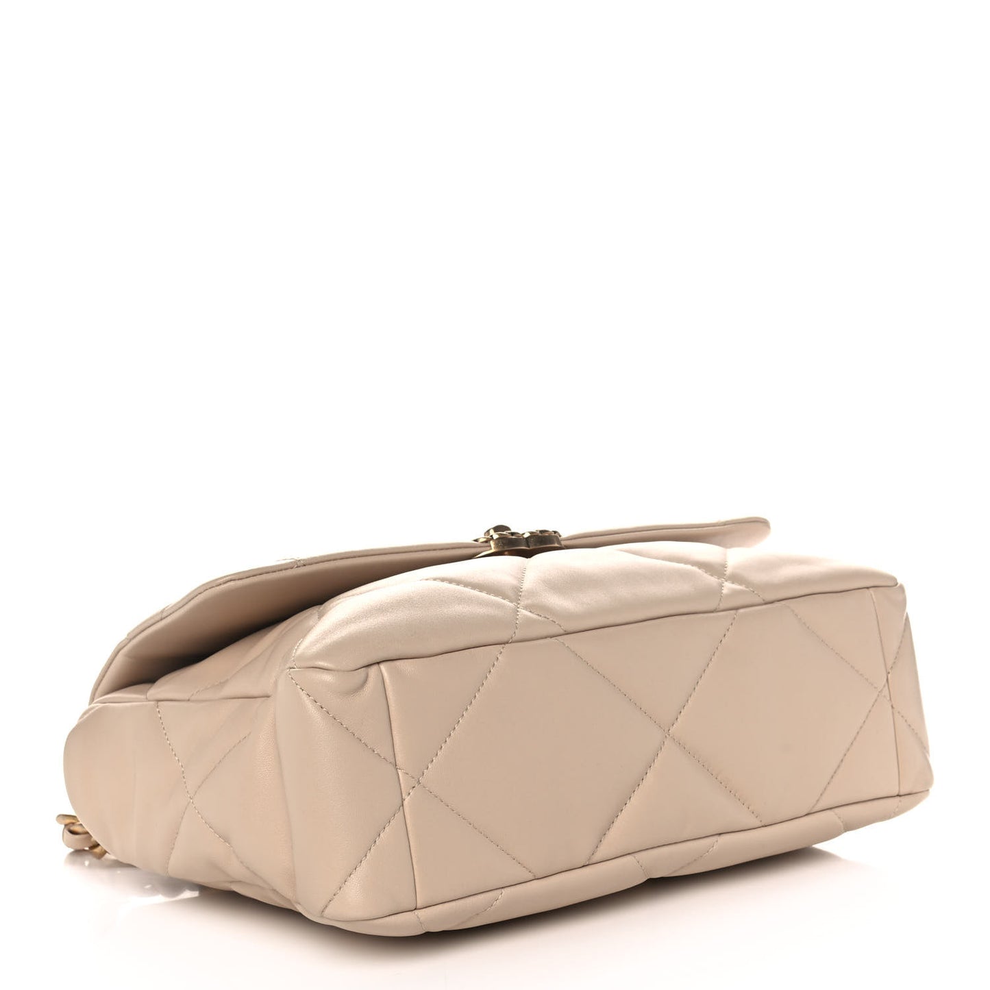 Lambskin Quilted Large Chanel 19 Flap Beige