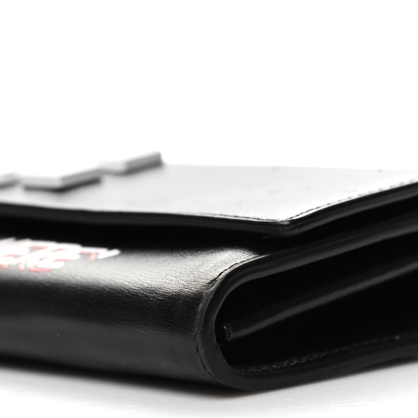 Calfskin Jitney Logo Flap Wallet On Chain Black