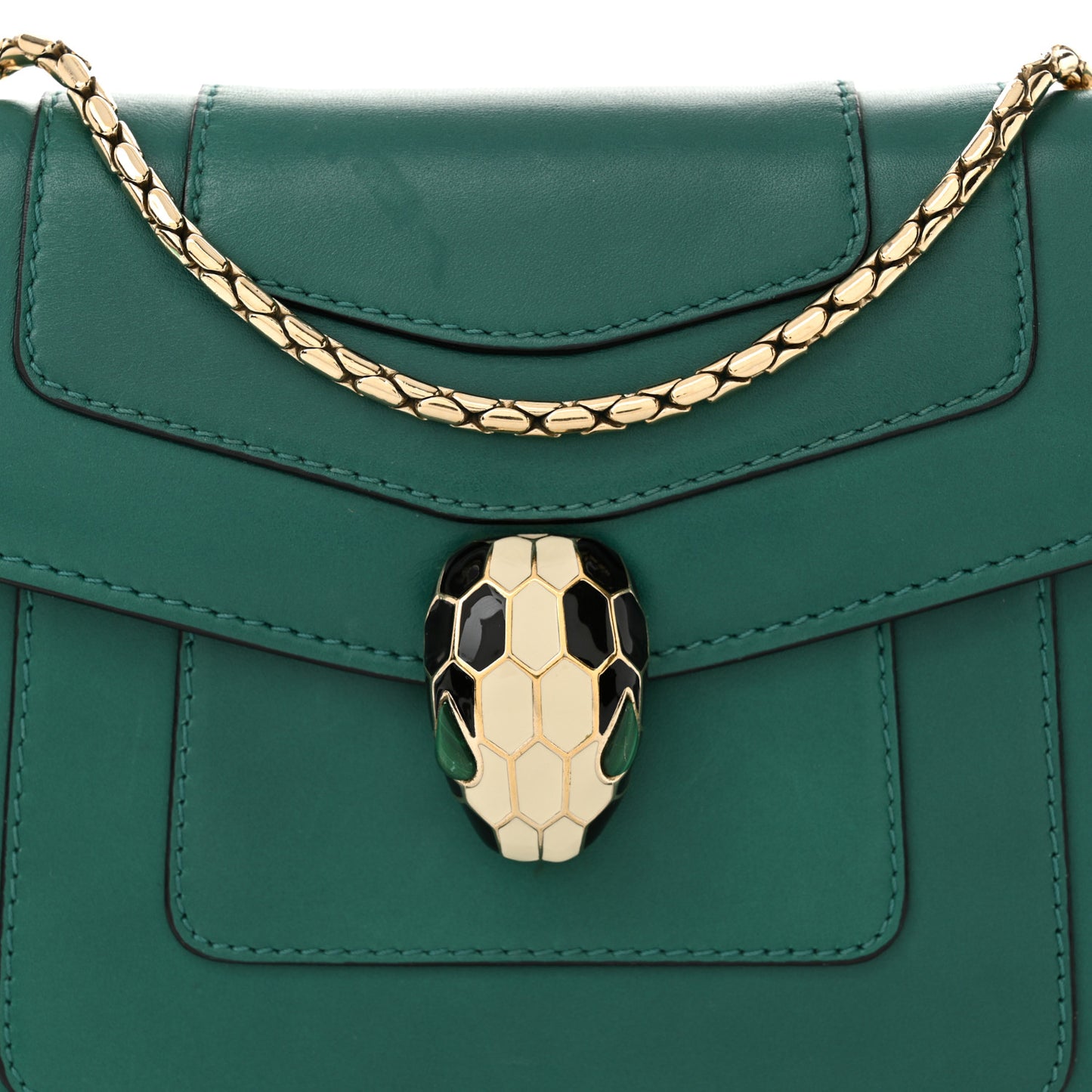 Calfskin Small Serpenti Forever Snake Strap Crossbody Bag Emerald Green