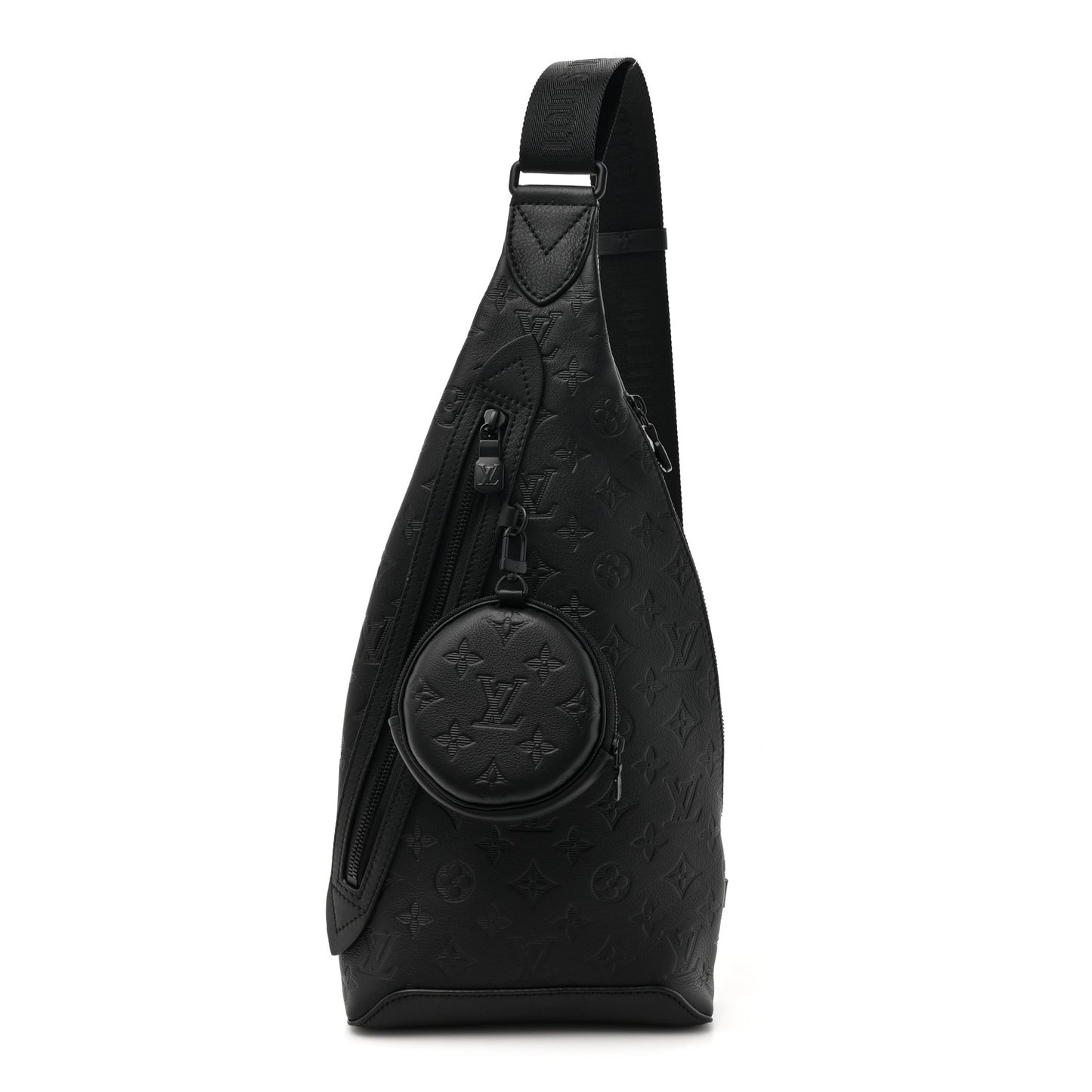 Calfskin Shadow Monogram Duo Slingbag Black