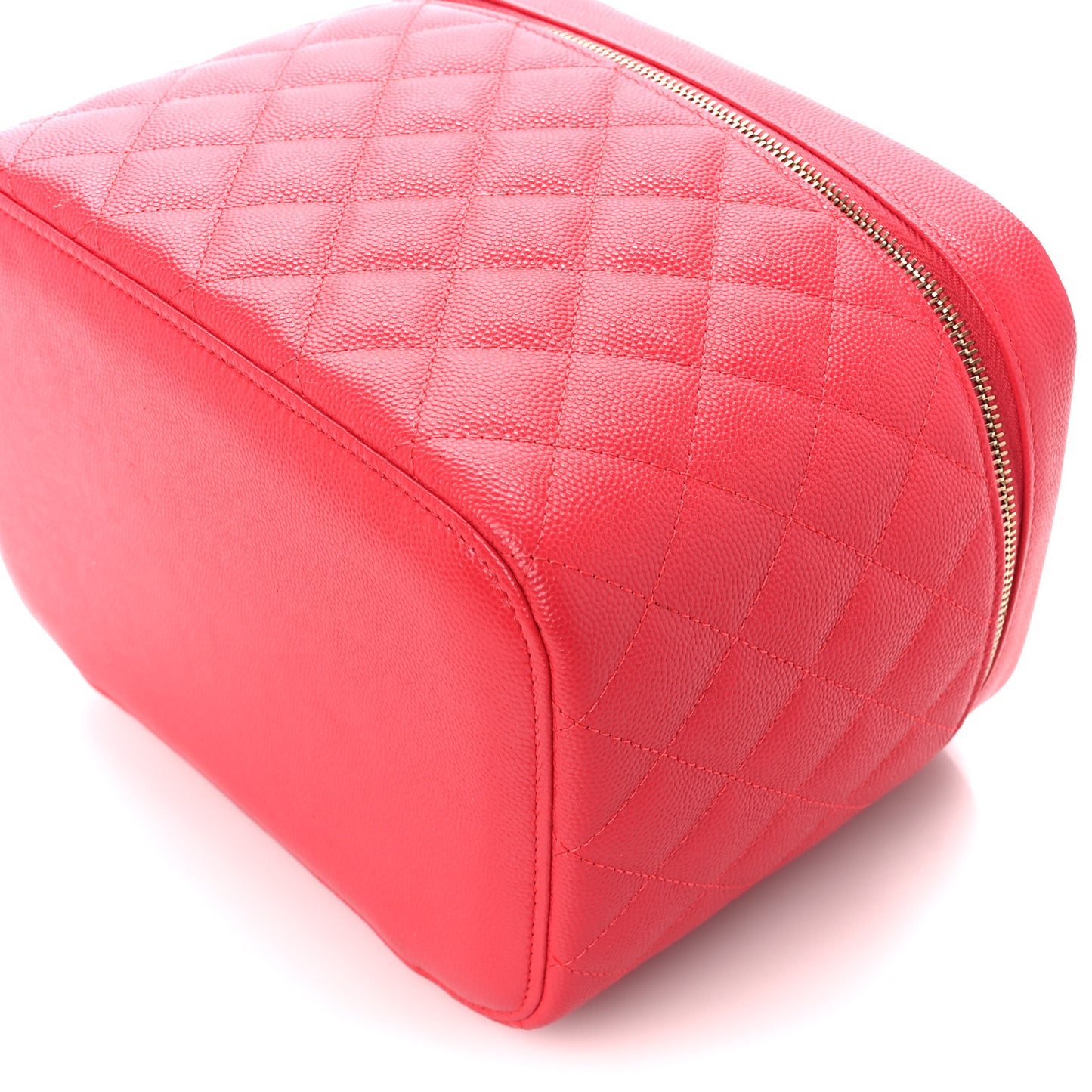 Caviar Quilted Large Vanity Pouch Red