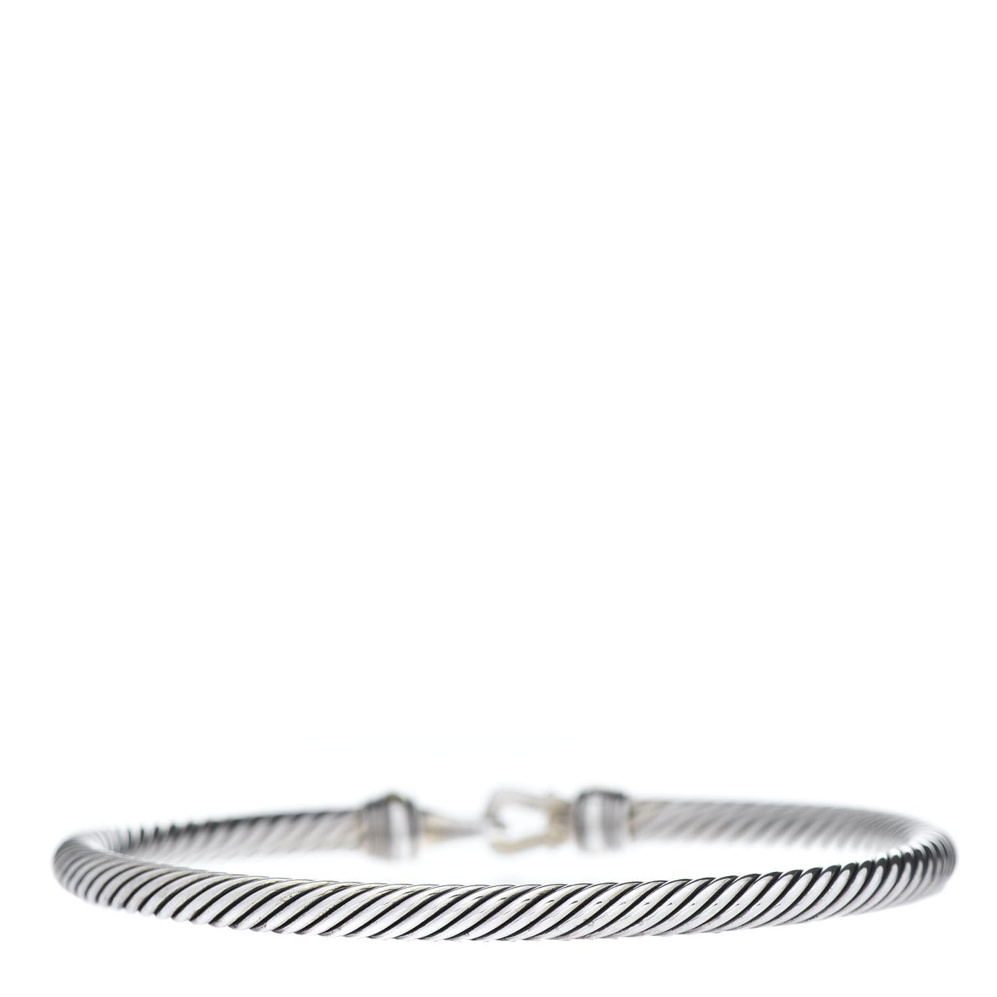 Sterling Silver 18K Yellow Gold 4mm Cable Classic Buckle Bracelet