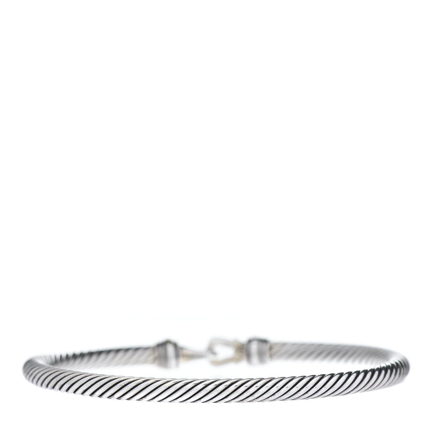 David Yurman Sterling Silver 18K Yellow Gold 4mm Cable Classic Buckle Bracelet 3 of 5