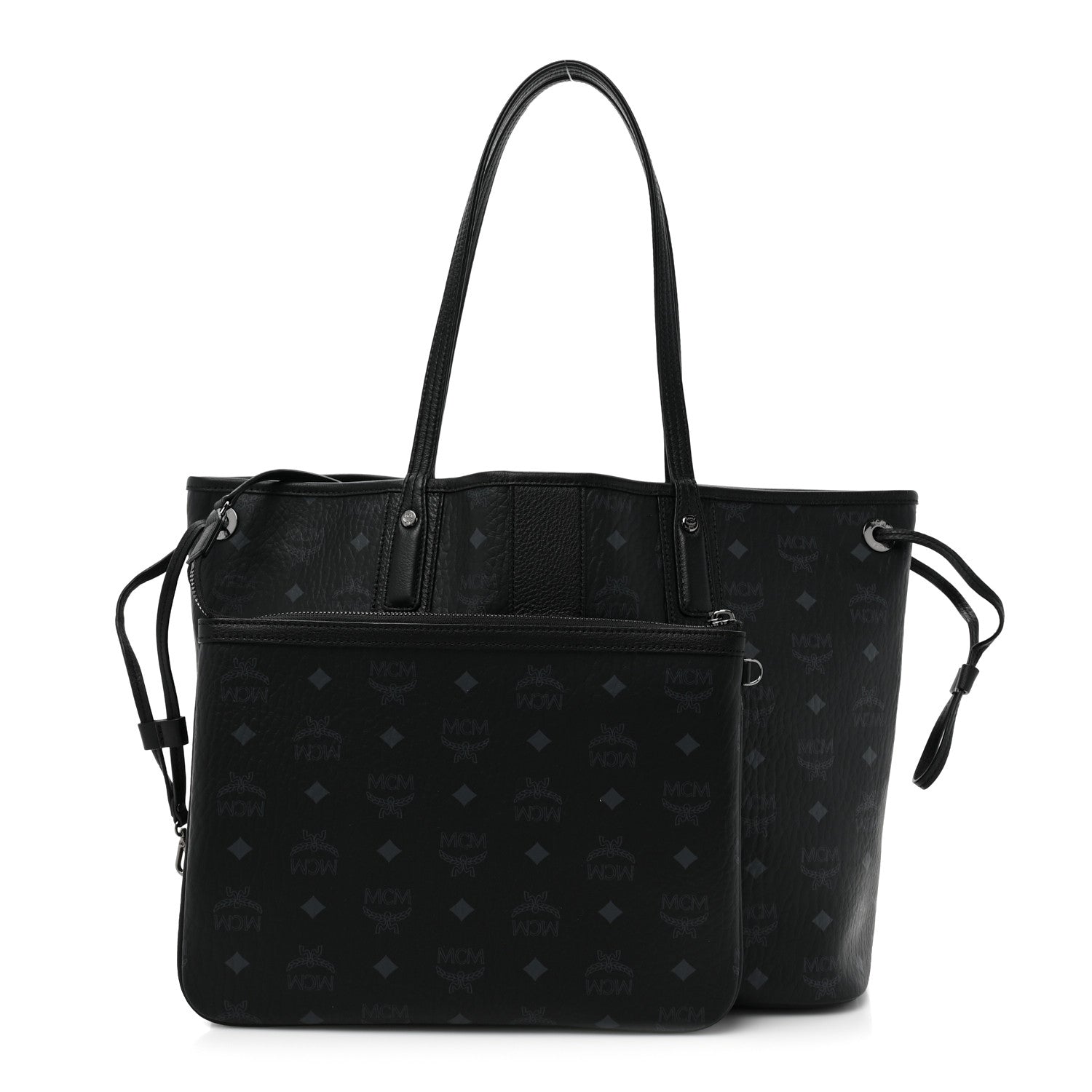 MCM Grained Calfskin Visetos Medium Liz Reversible Shopper Tote Black 1 of 16