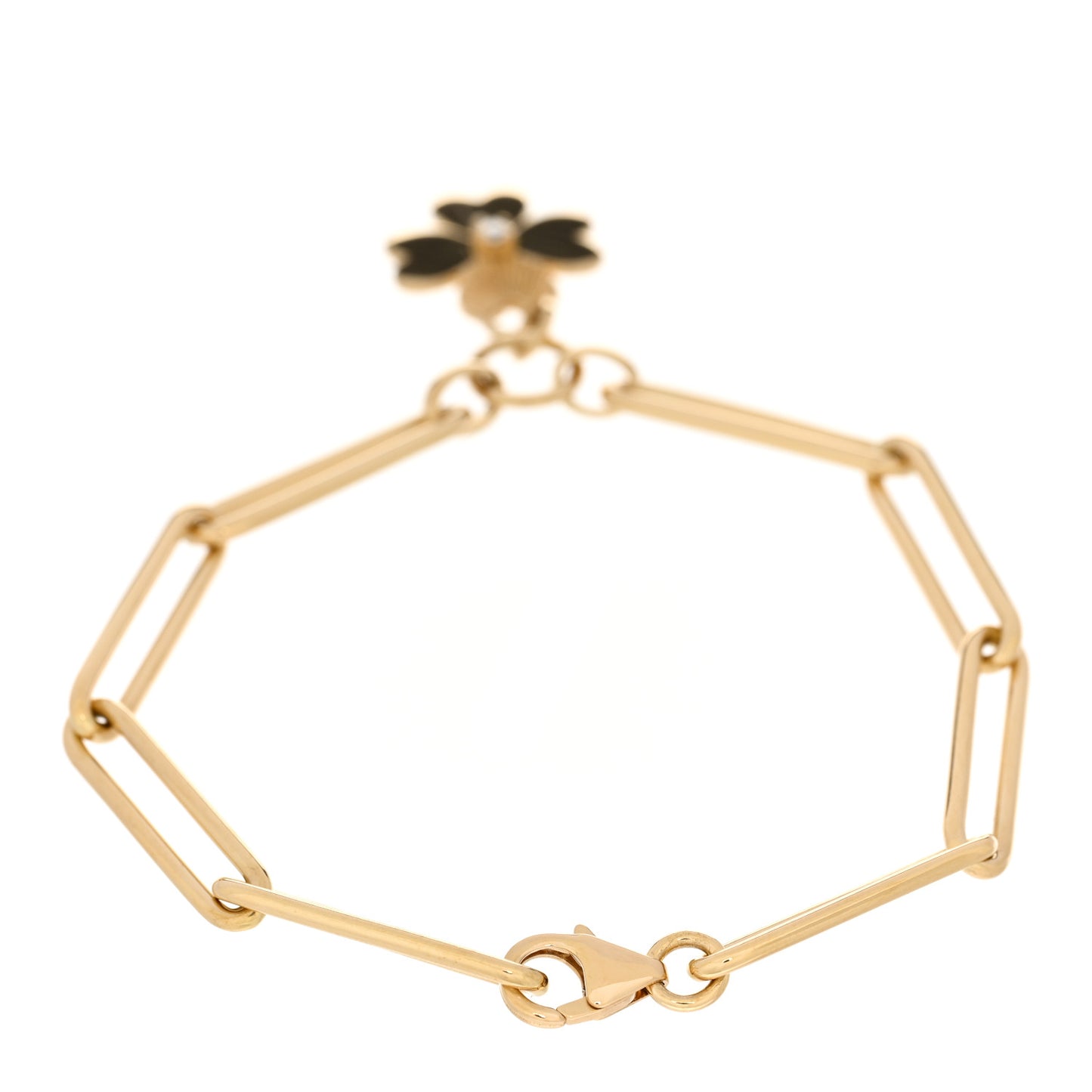 18K Yellow Gold Diamond Clover Extended Clip Chain Bracelet