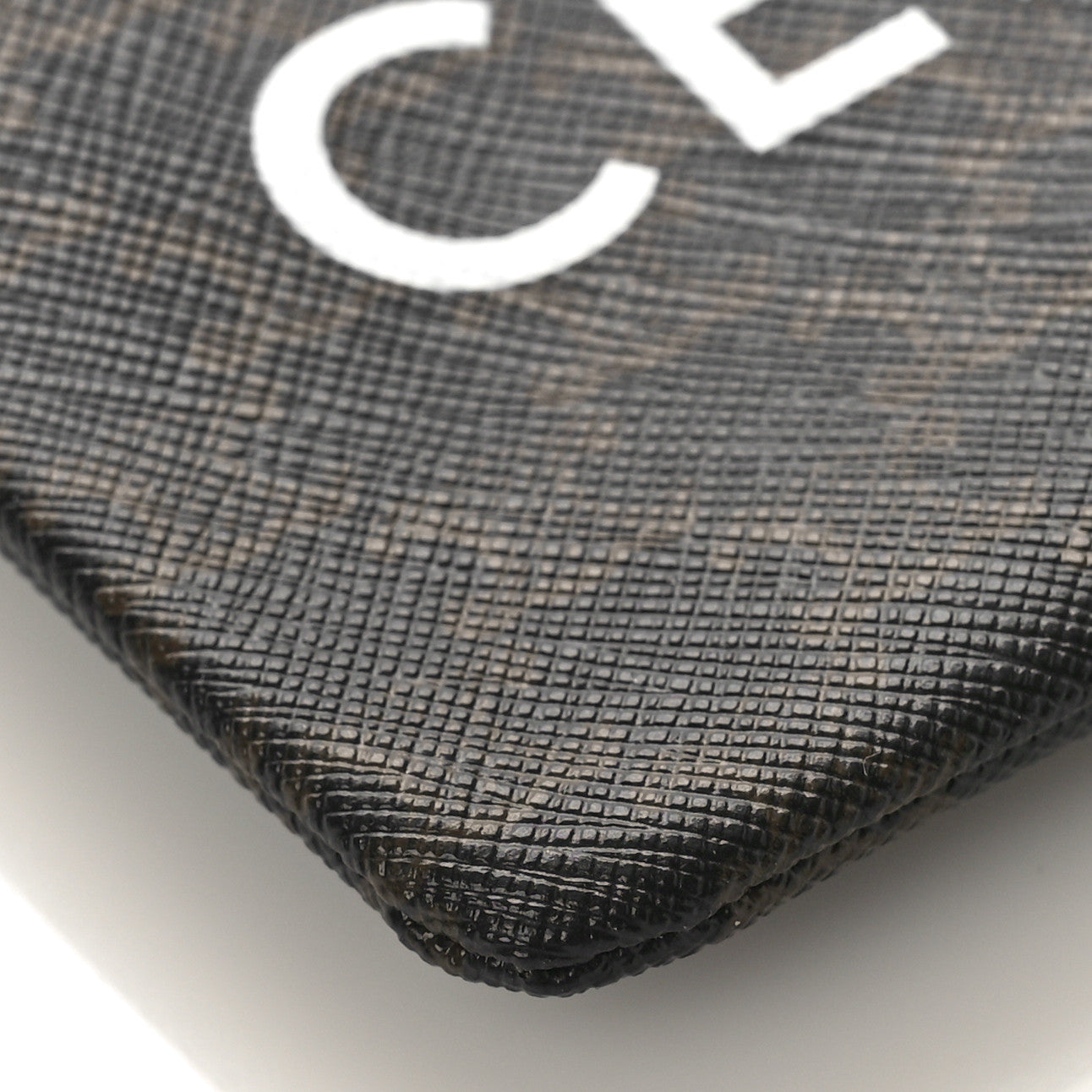 Triomphe Canvas Logo Coin and Card Pouch With Hook Black