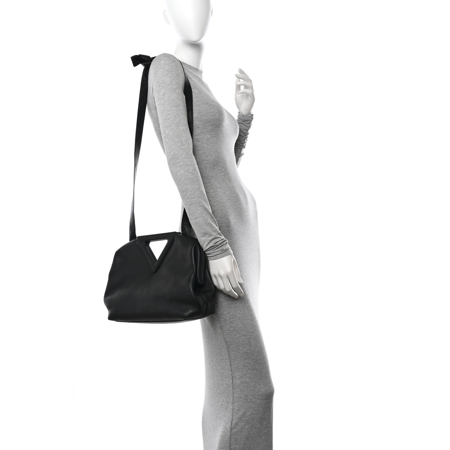 Calfskin Medium The Point Triangle Bag Black