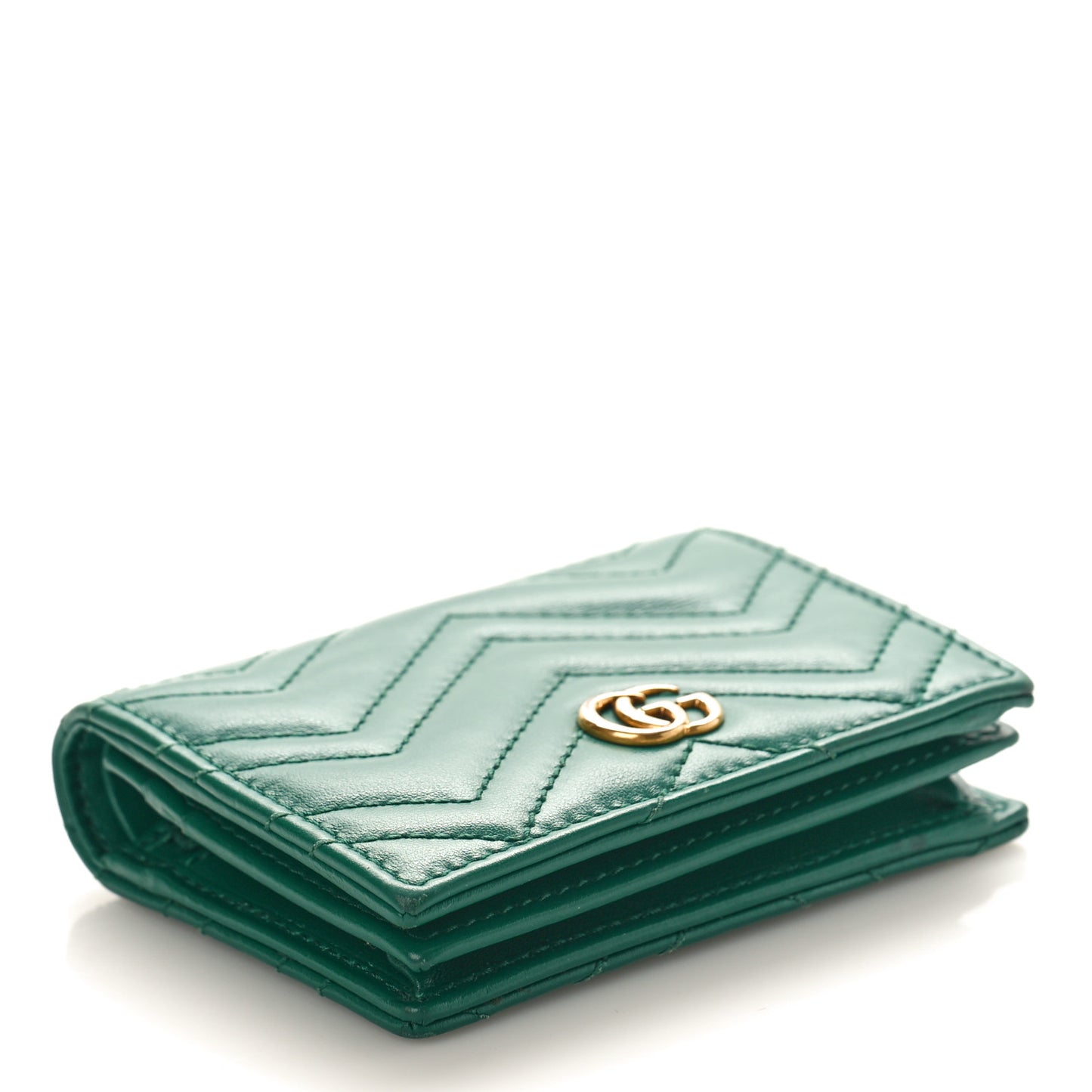 Calfskin Matelasse GG Marmont Card Case Wallet Emerald