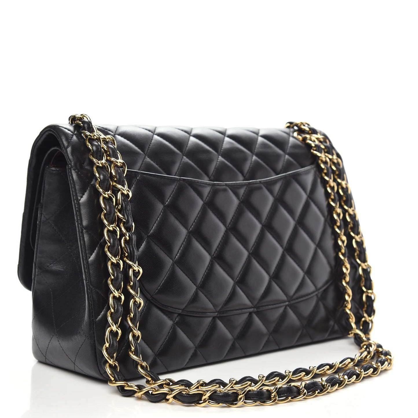 Lambskin Quilted Jumbo Double Flap Black