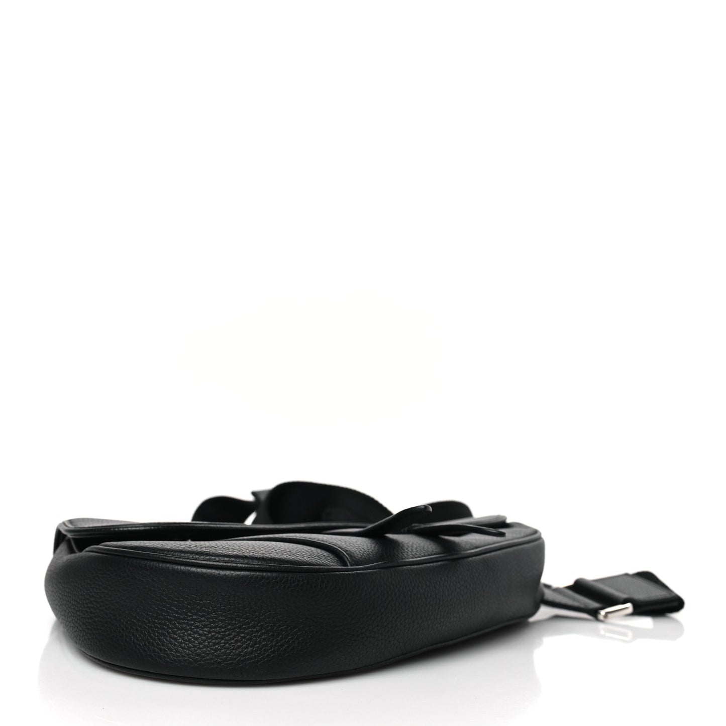 Grained Calfskin Mens Saddle Bag Black