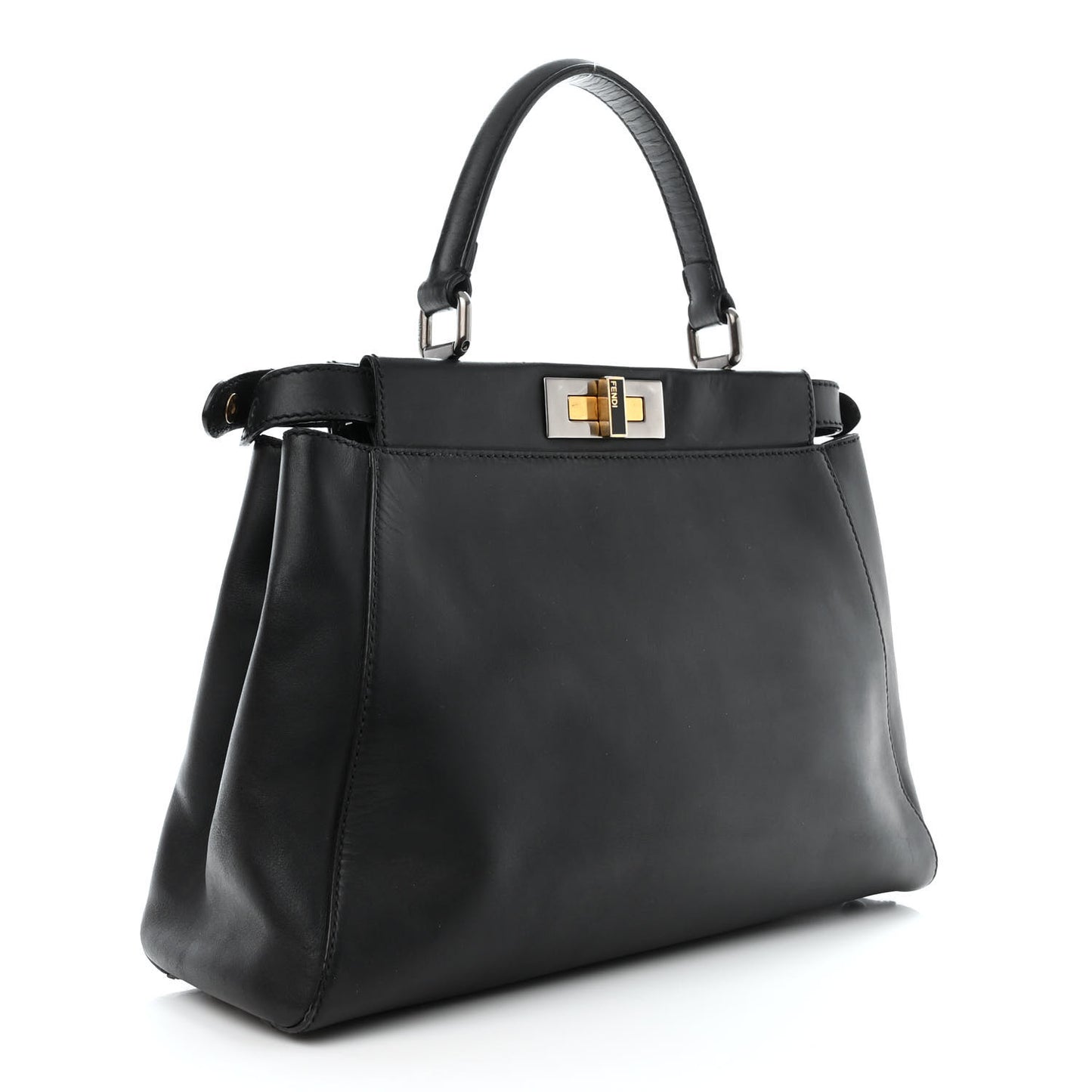 Vitello Suede Medium Peekaboo Iconic Satchel Black