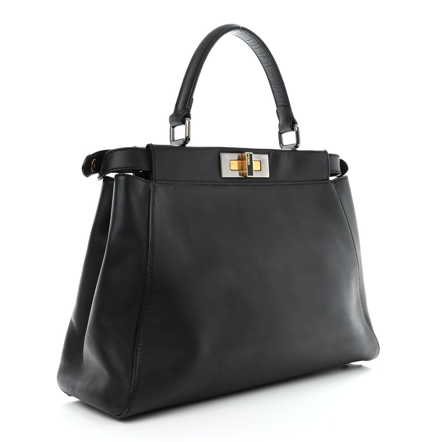 Fendi Vitello Suede Medium Peekaboo Iconic Satchel Black 3 of 16