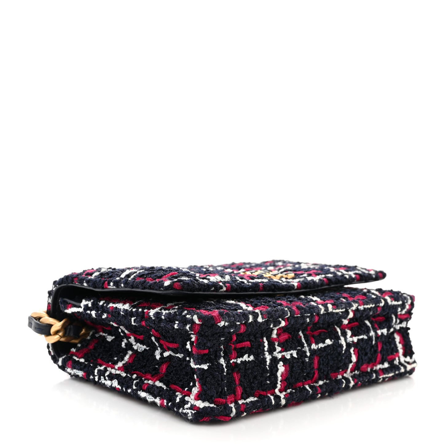 Tweed Quilted Chanel 19 Wallet On Chain WOC White Navy Blue Red