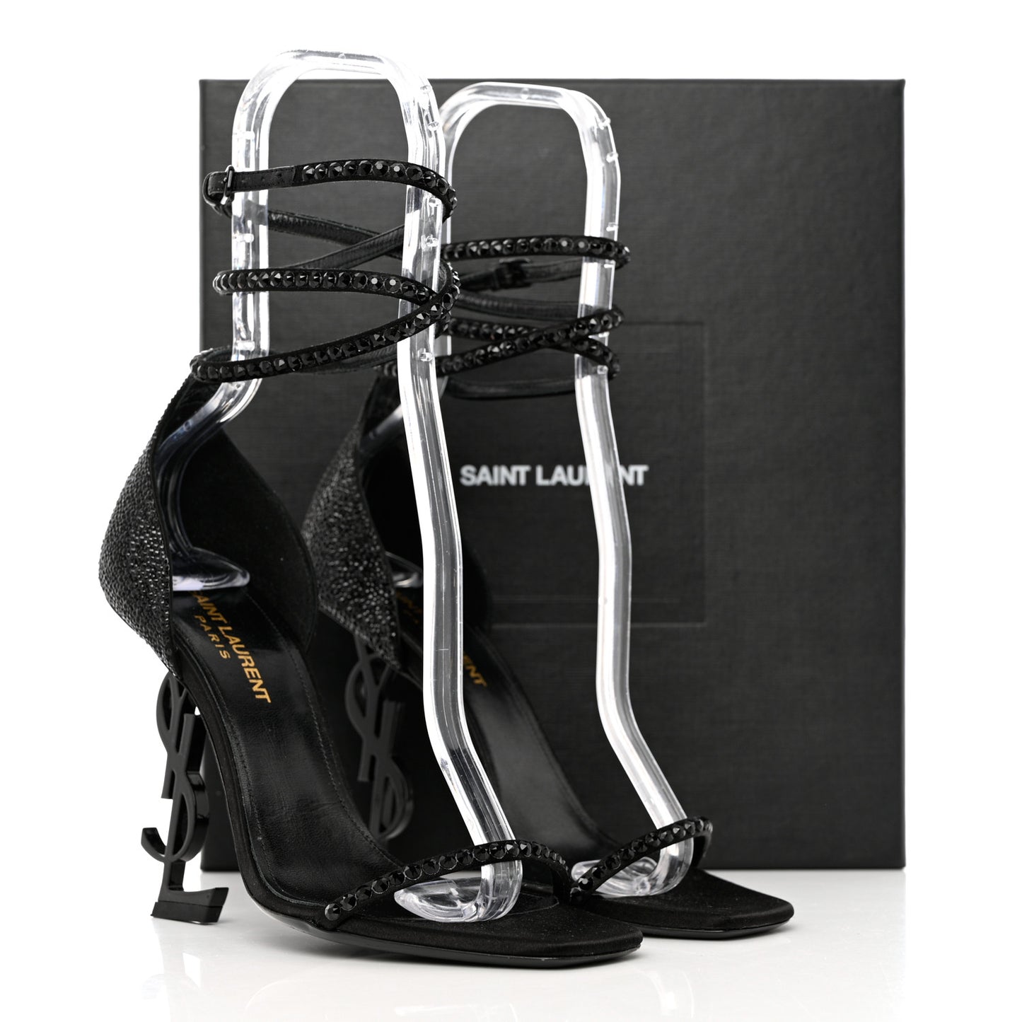 Satin Crystal Opyum Sandals 37 Black