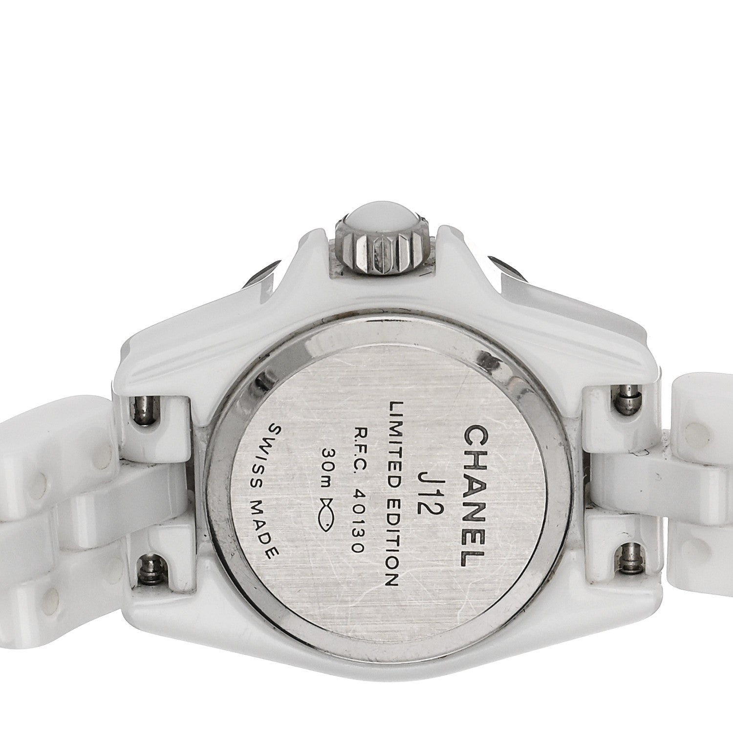 Chanel Stainless Steel Ceramic Pink Sapphire Mother of Pearl 19mm J12 Quartz Watch White 4 of 4