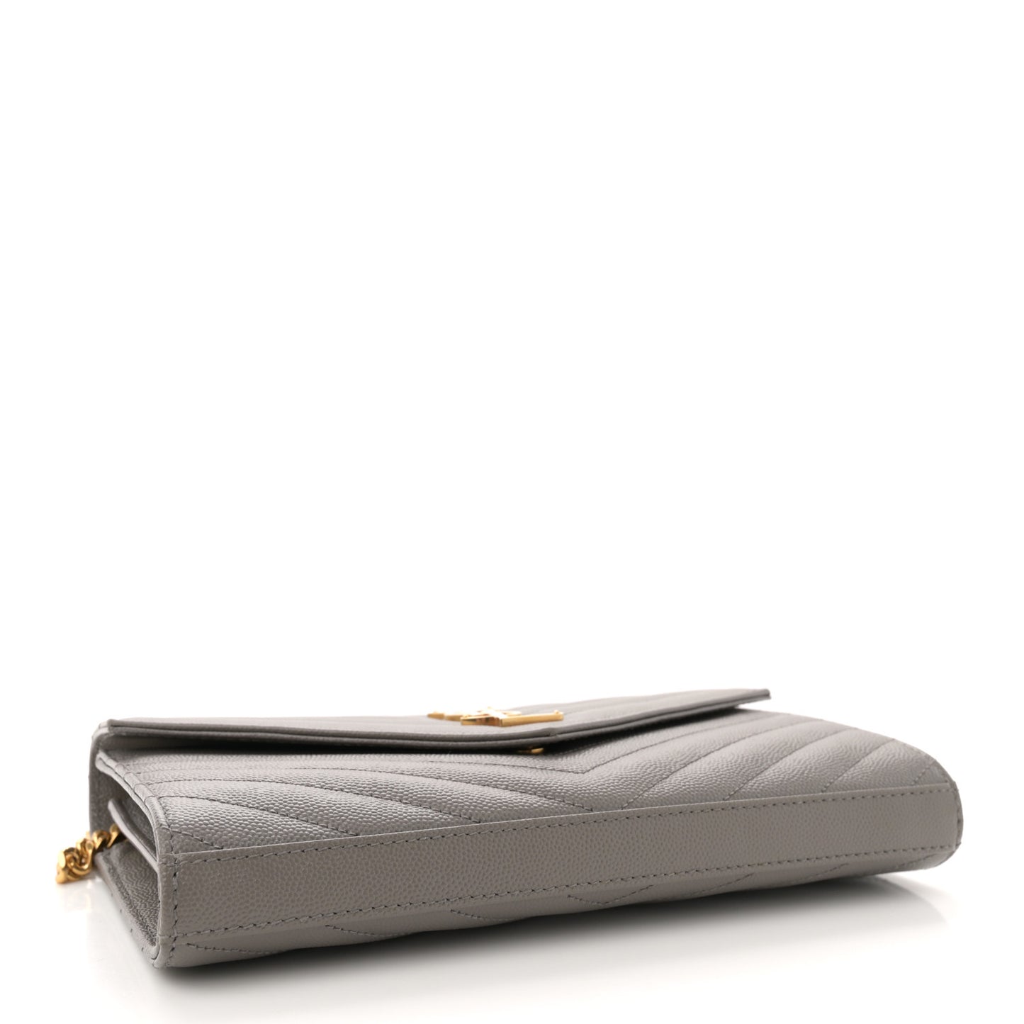 Grain De Poudre Matelasse Chevron Monogram Chain Wallet Fog