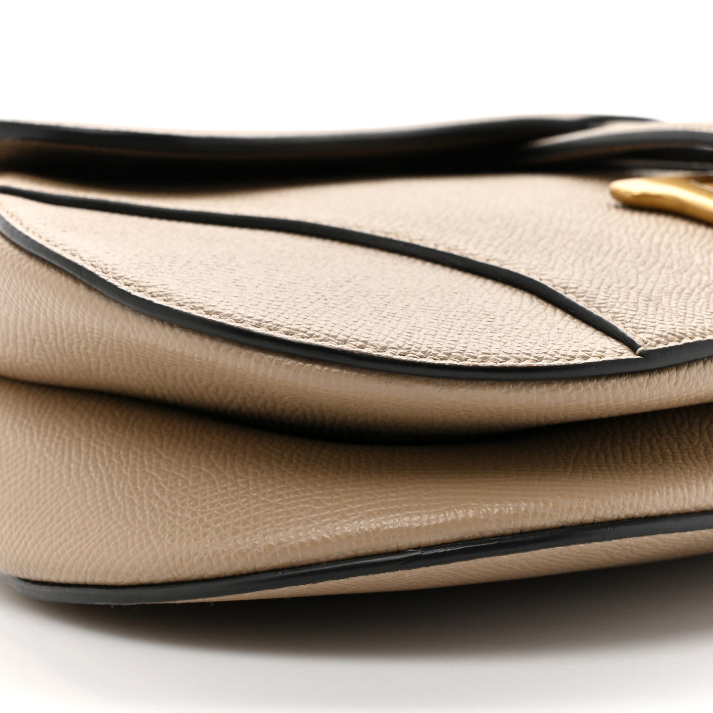Grained Calfskin Saddle Bag With Strap Warm Taupe