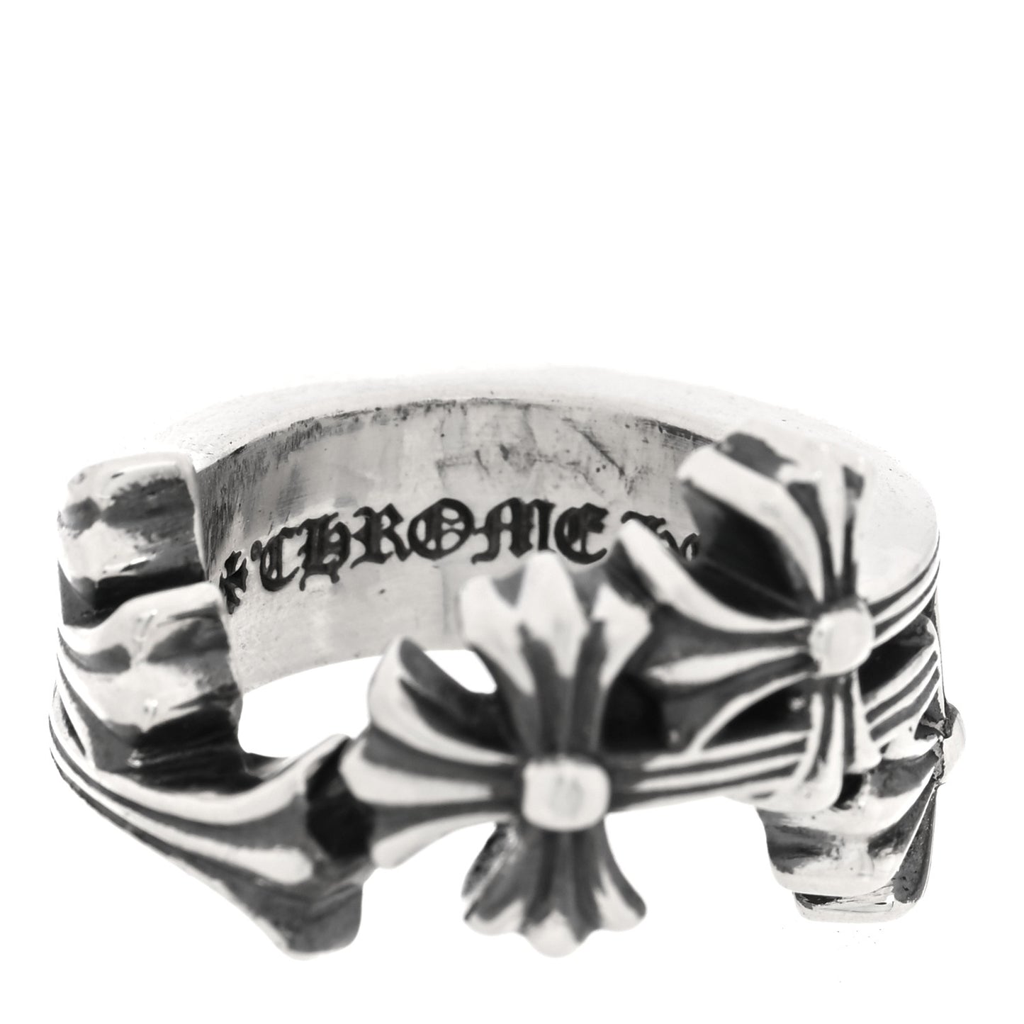 Sterling Silver Triple Cross Curve Ring 51 5.75