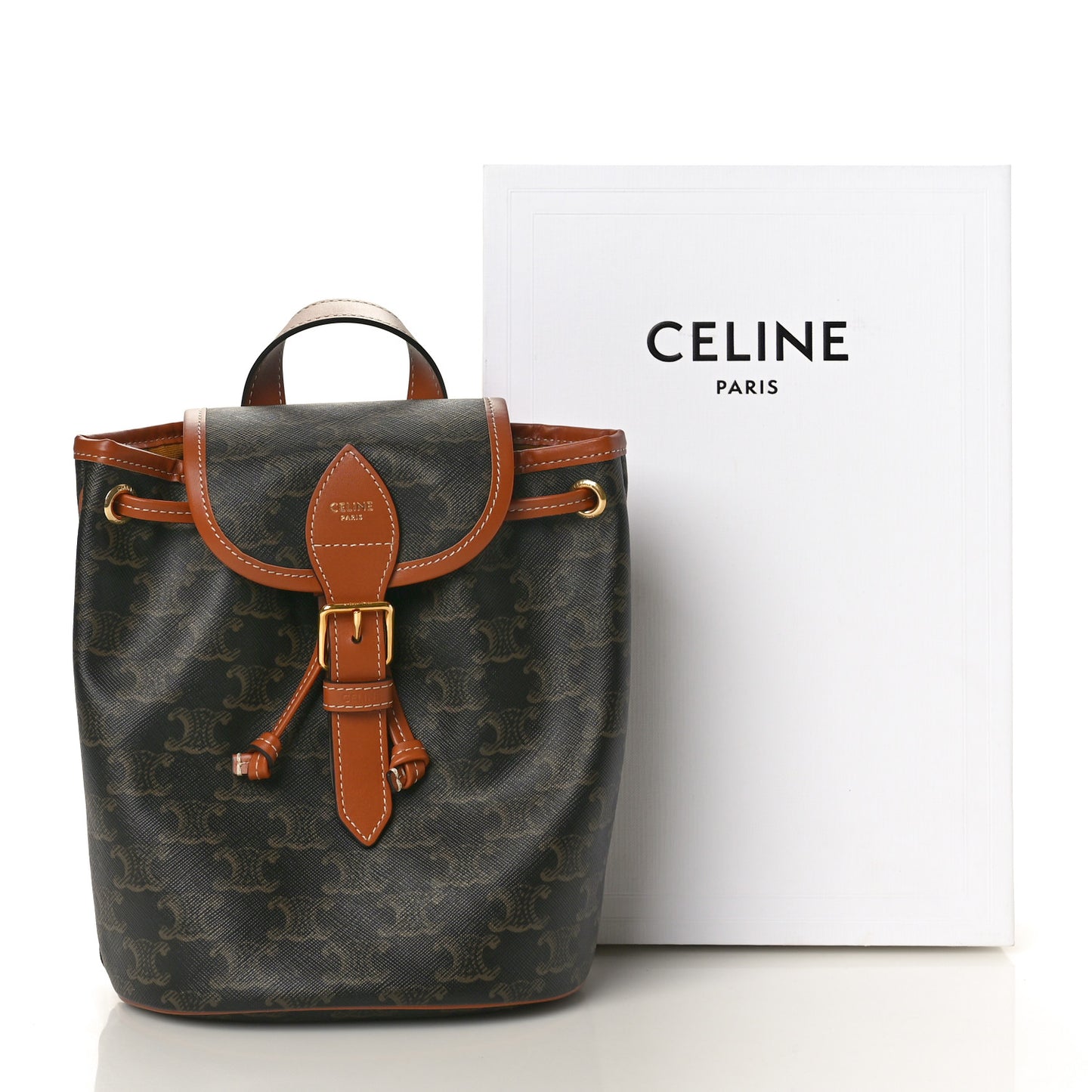 Triomphe Canvas Calfskin Mini Folco Backpack Tan