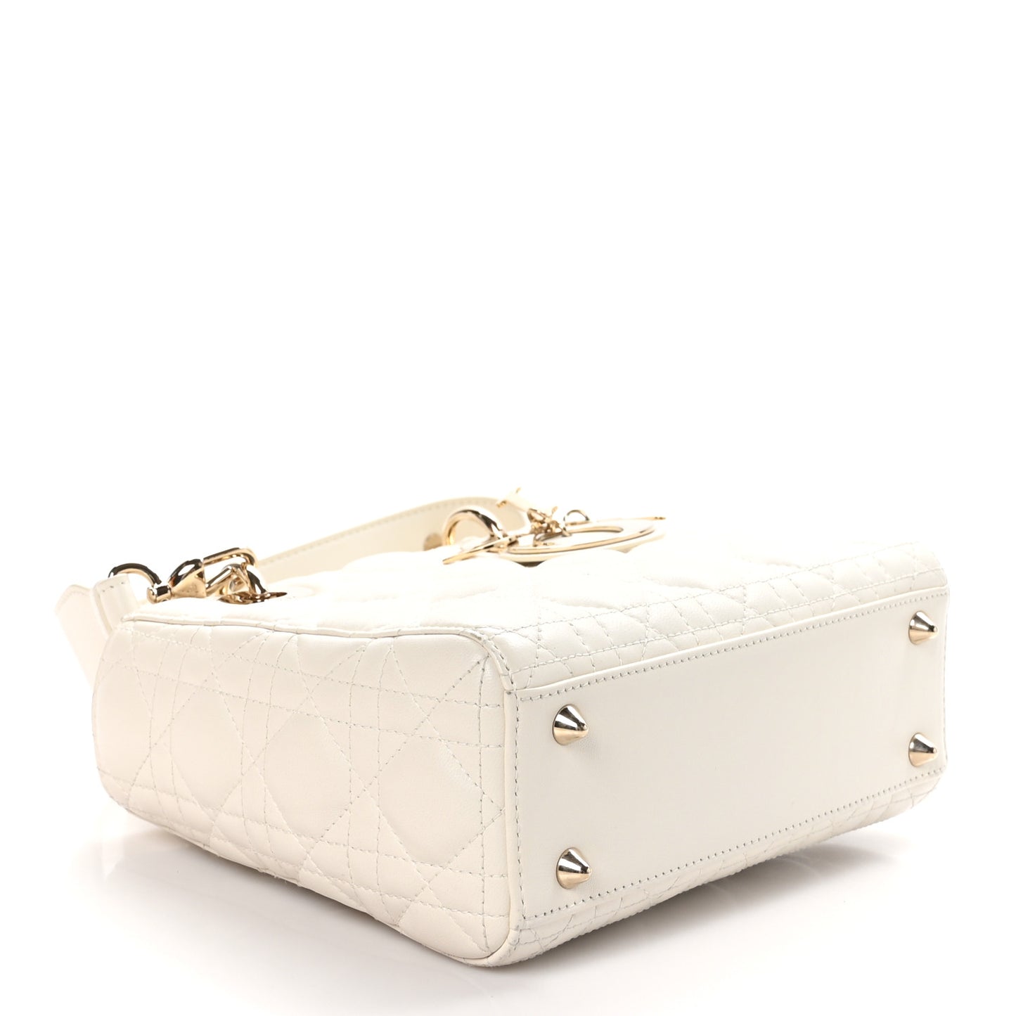 CHRISTIAN DIOR Lambskin Cannage Small My ABCDior Lady Dior White