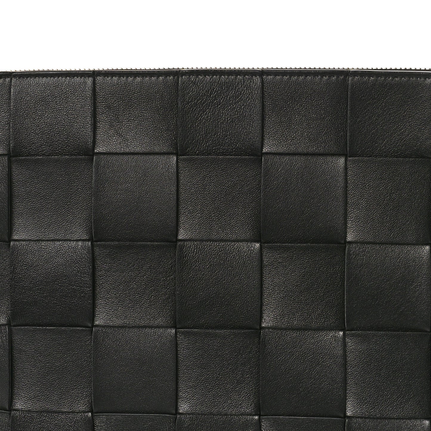 Nappa Maxi Intrecciato Large Cassette Flat Zip Pouch Black