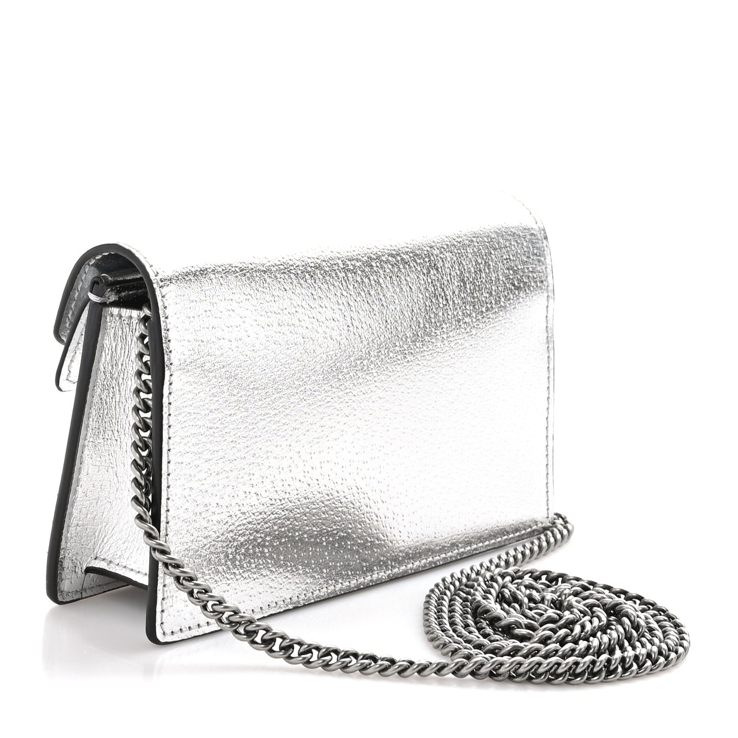 Metallic Calfskin Super Mini Dionysus Shoulder Bag Silver