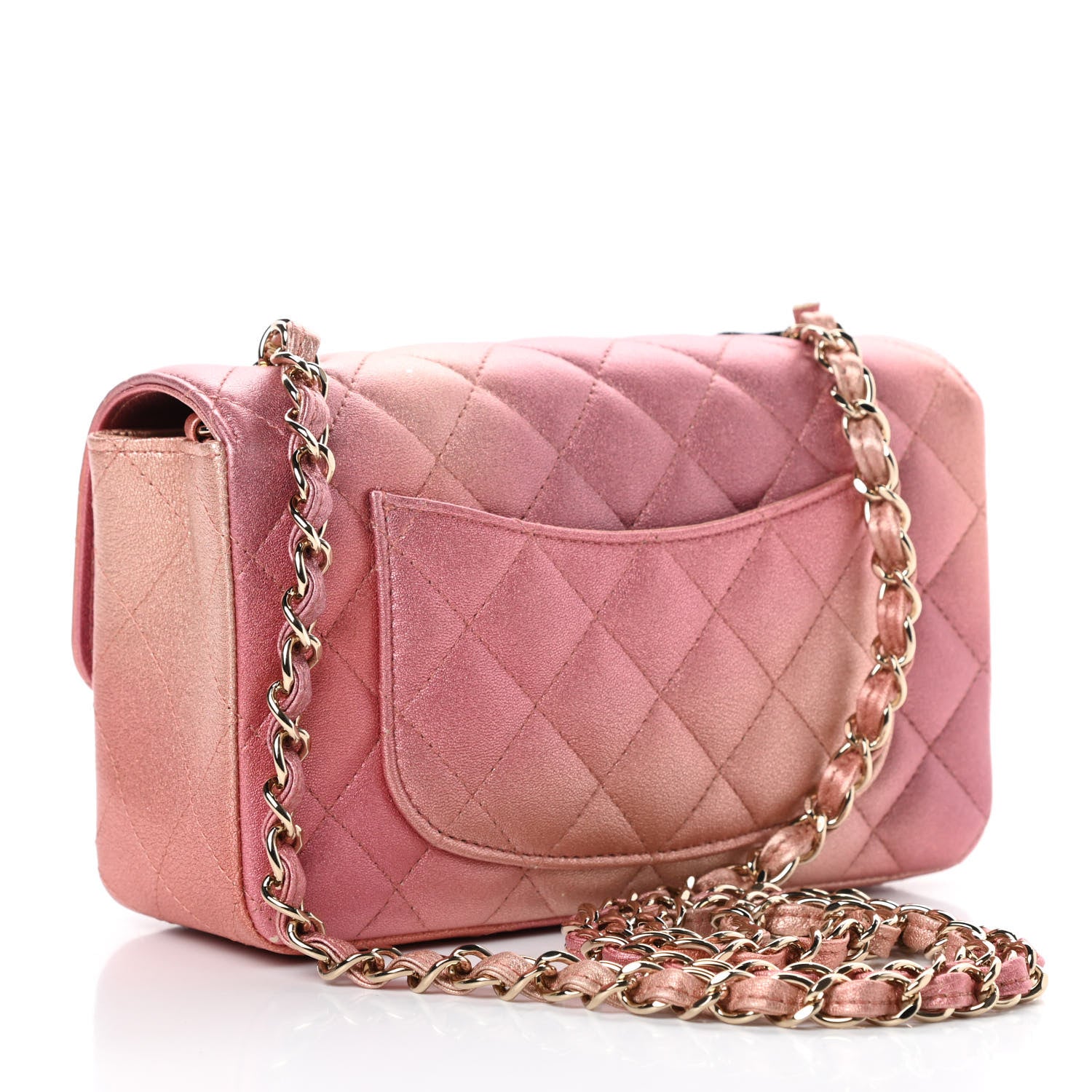 Chanel Metallic Lambskin Quilted Ombre Mini Rectangular Flap Pink 3 of 13