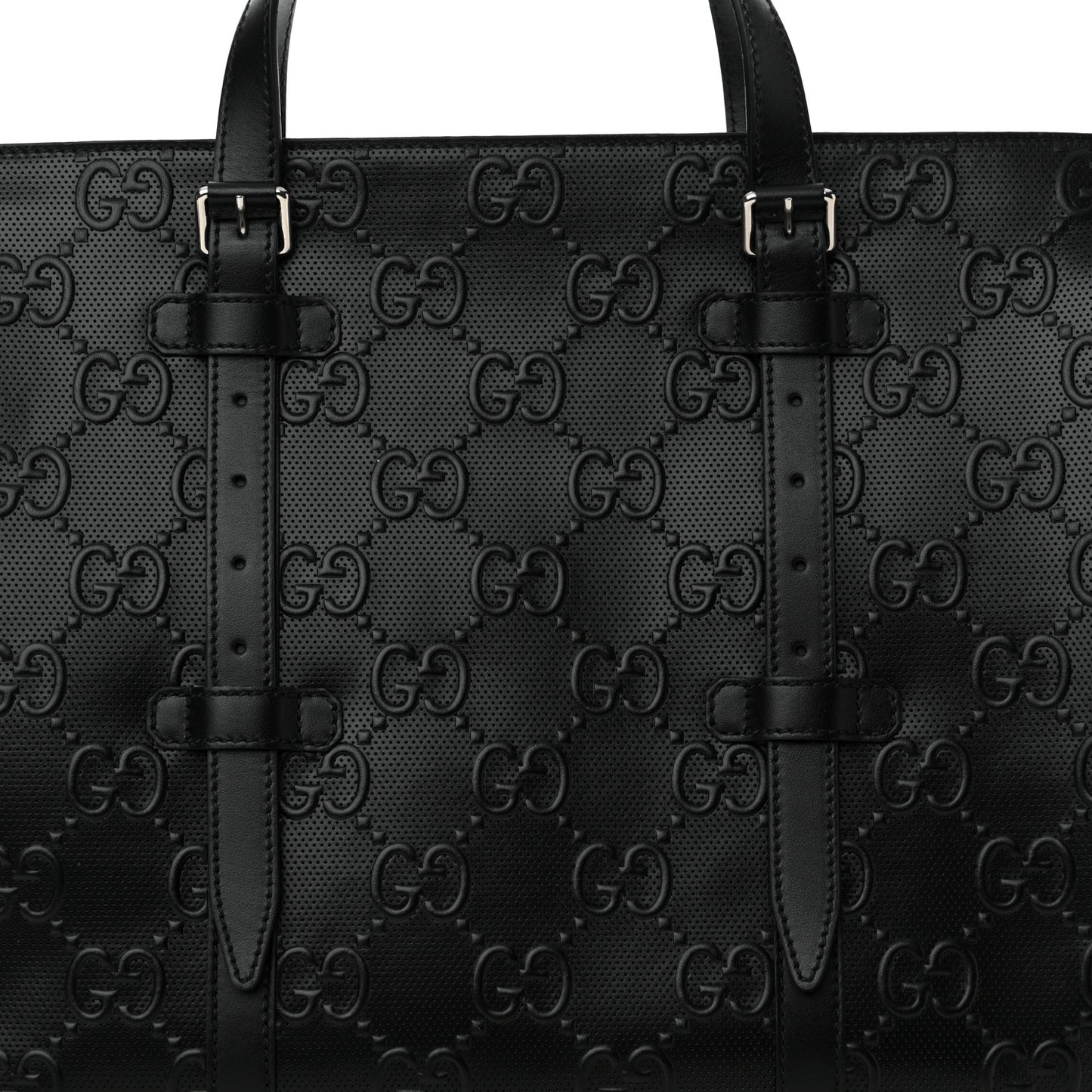 Calfskin GG Tennis Embossed Tote Bag Black